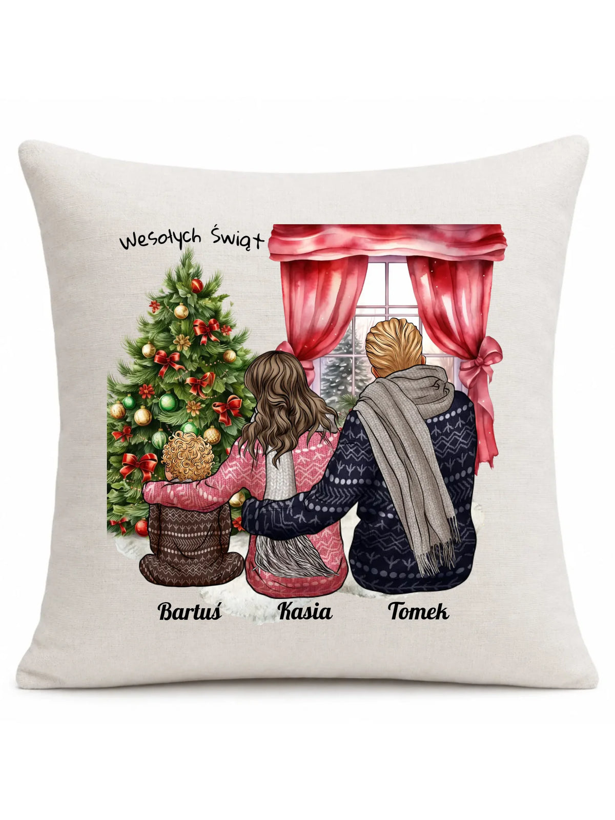 Świąteczna rodzina | Personalizowana poduszka świąteczna z rodziną R01