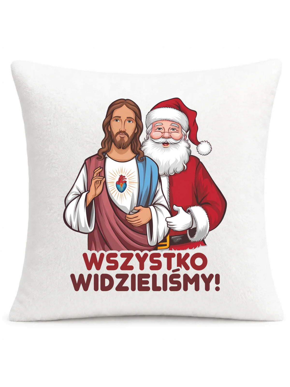 Poduszka świąteczna - Jezus i Mikołaj Wszystko widzieliśmy BN89