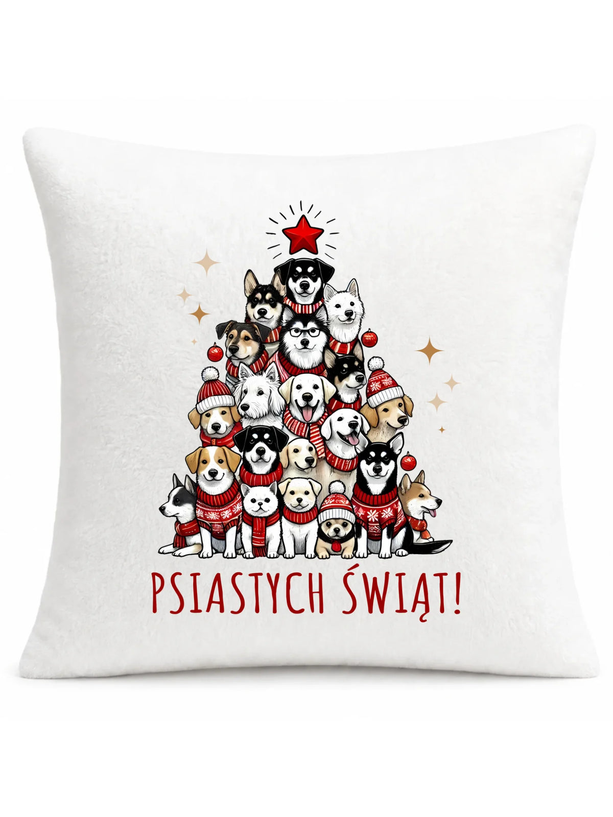 Poduszka świąteczna - Psia choinka Psiastych Świąt BN90