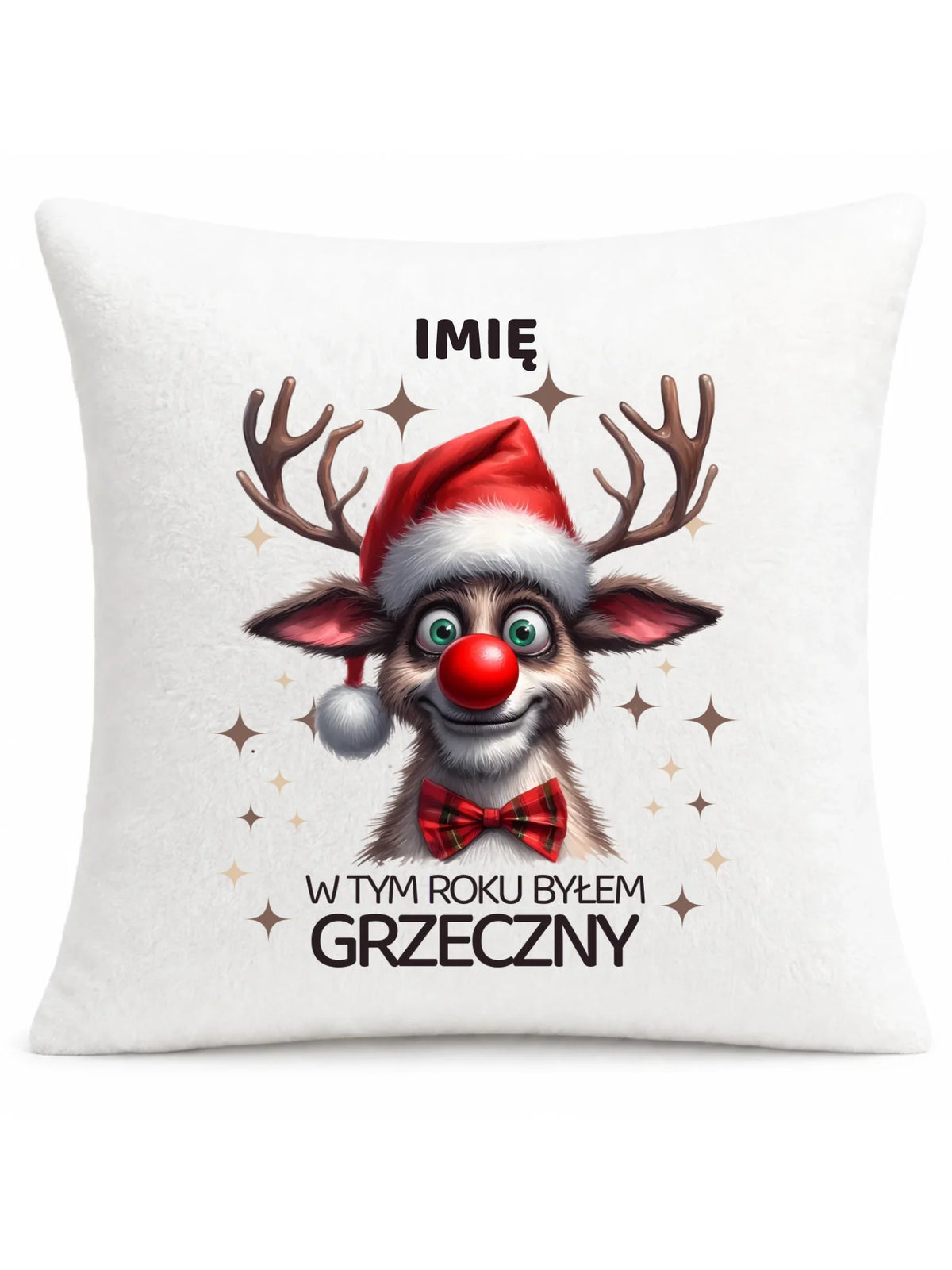 Poduszka świąteczna - Renifer W tym roku byłem grzeczny - personalizowana BN96