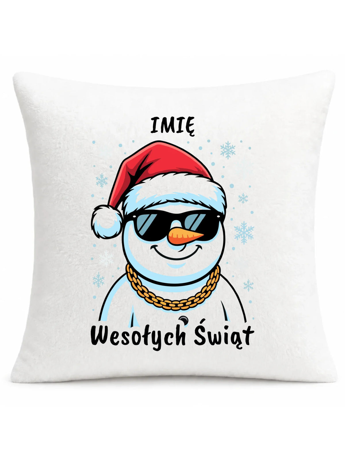 Poduszka świąteczna - Wesoły bałwan Wesołych Świąt - personalizowana BN82