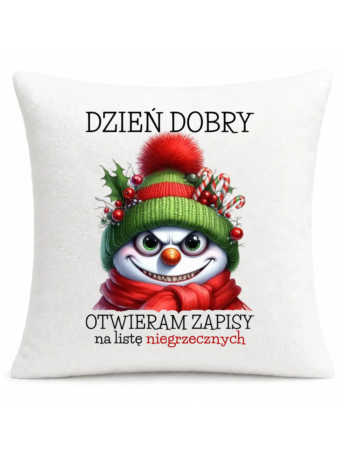 Poduszka świąteczna - Niegrzeczny bałwan - Dzień dobry otwieram zapisy na listę BN121