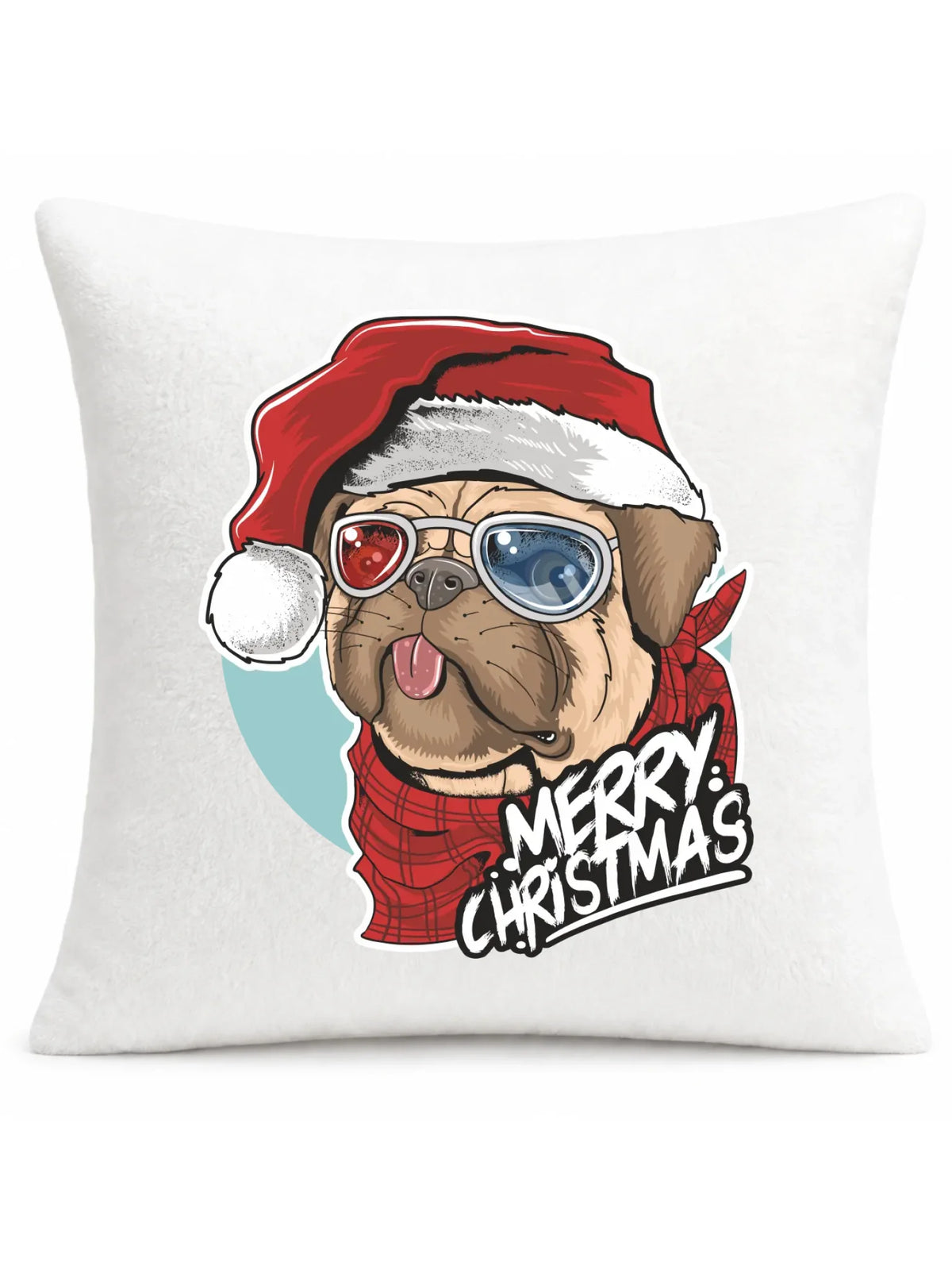 Poduszka świąteczna - Mops Merry Christmas BN62