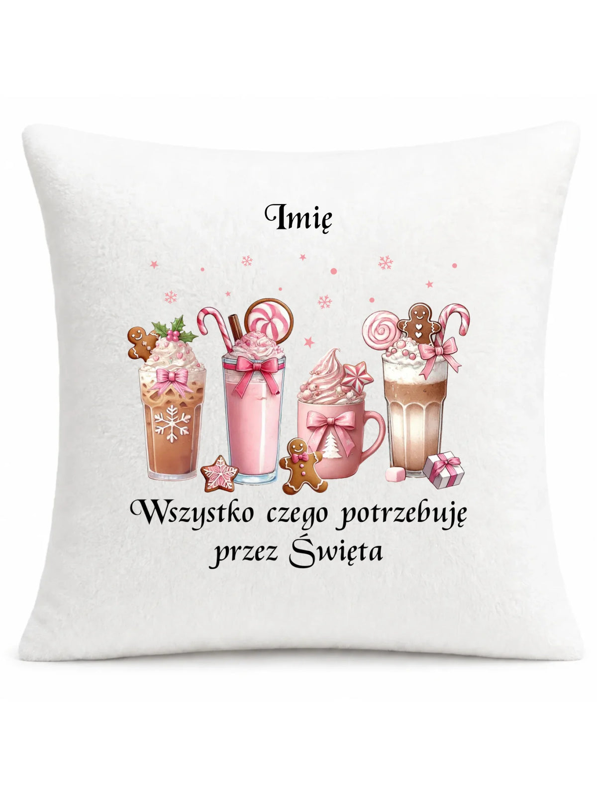 Poduszka świąteczna - Zimowa kawa Wszystko czego potrzebuję przez Święta - personalizowana BN46