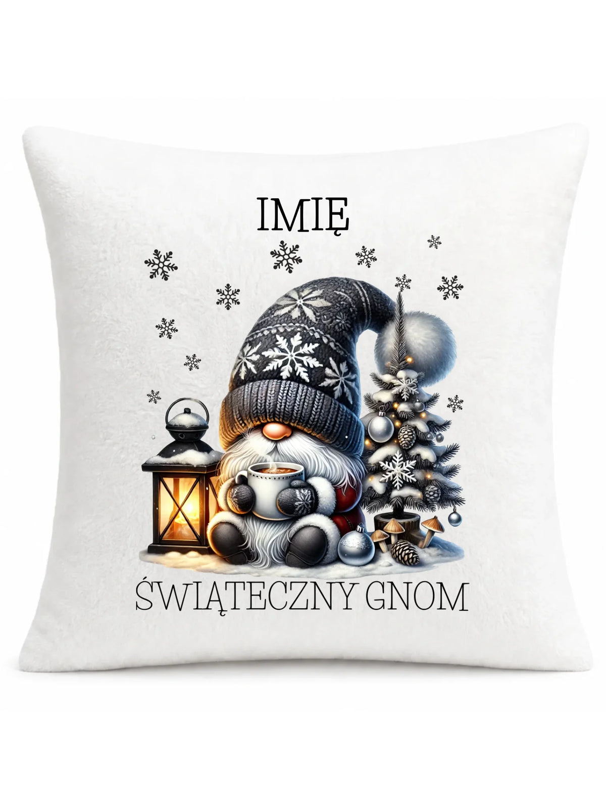 Poduszka świąteczna - Gnom z czekoladą - personalizowana BN41