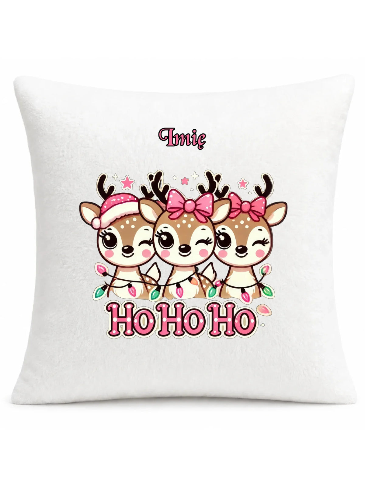 Poduszka świąteczna - Ho ho ho Słodkie reniferki - personalizowana BN49