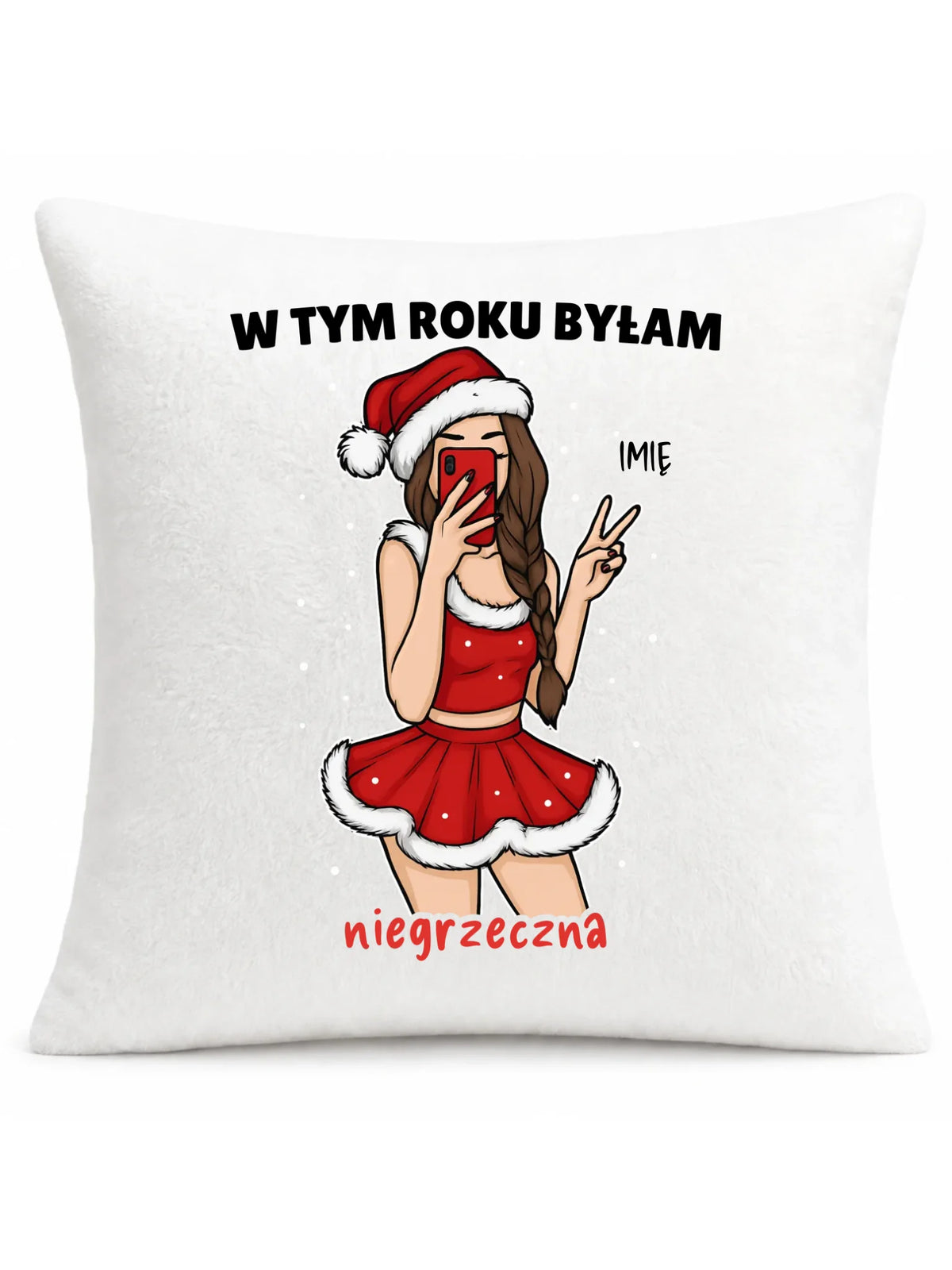 Poduszka świąteczna - W tym toku byłam niegrzeczna - personalizowana BN21