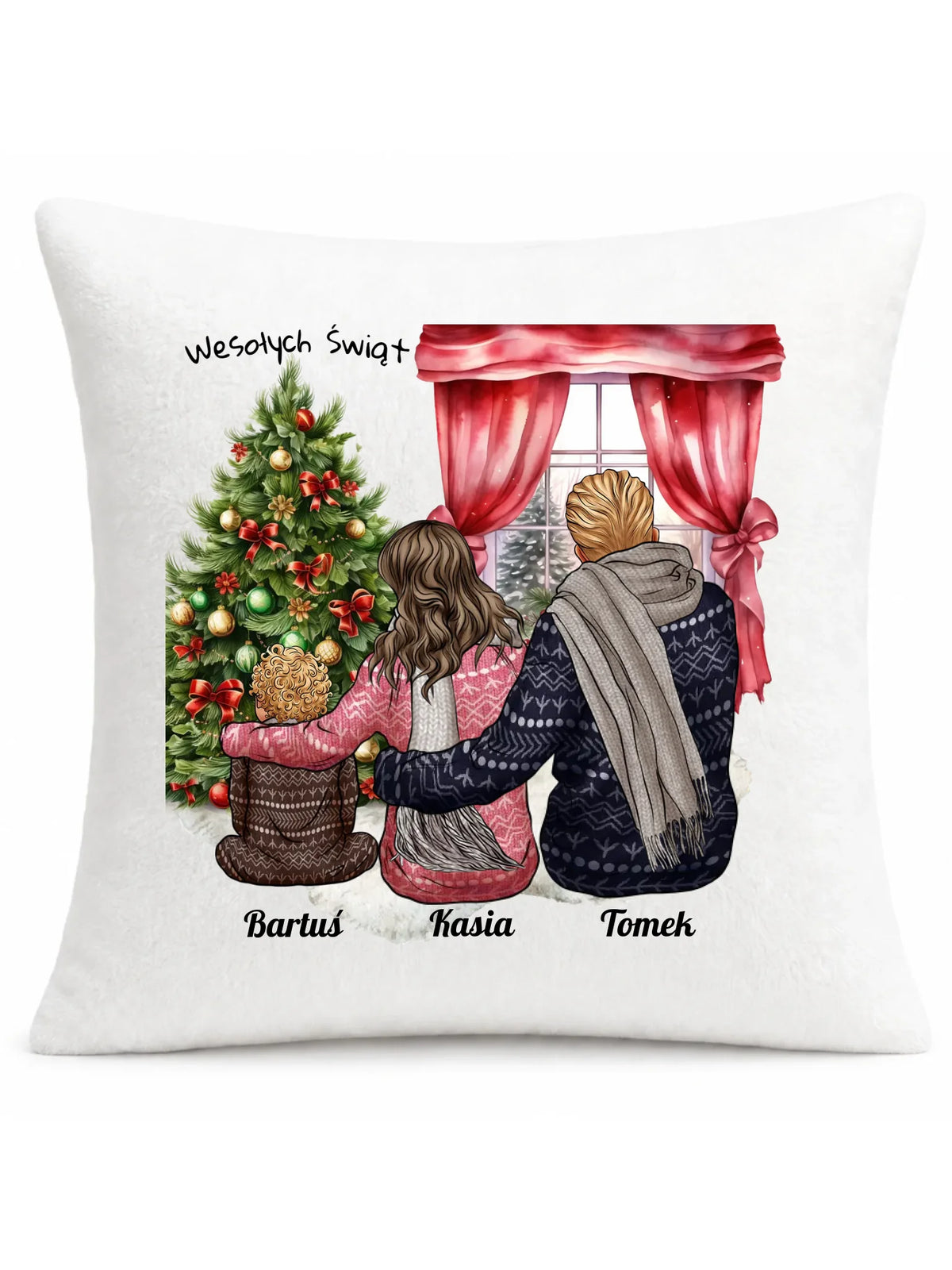 Świąteczna rodzina | Personalizowana poduszka świąteczna z rodziną R01