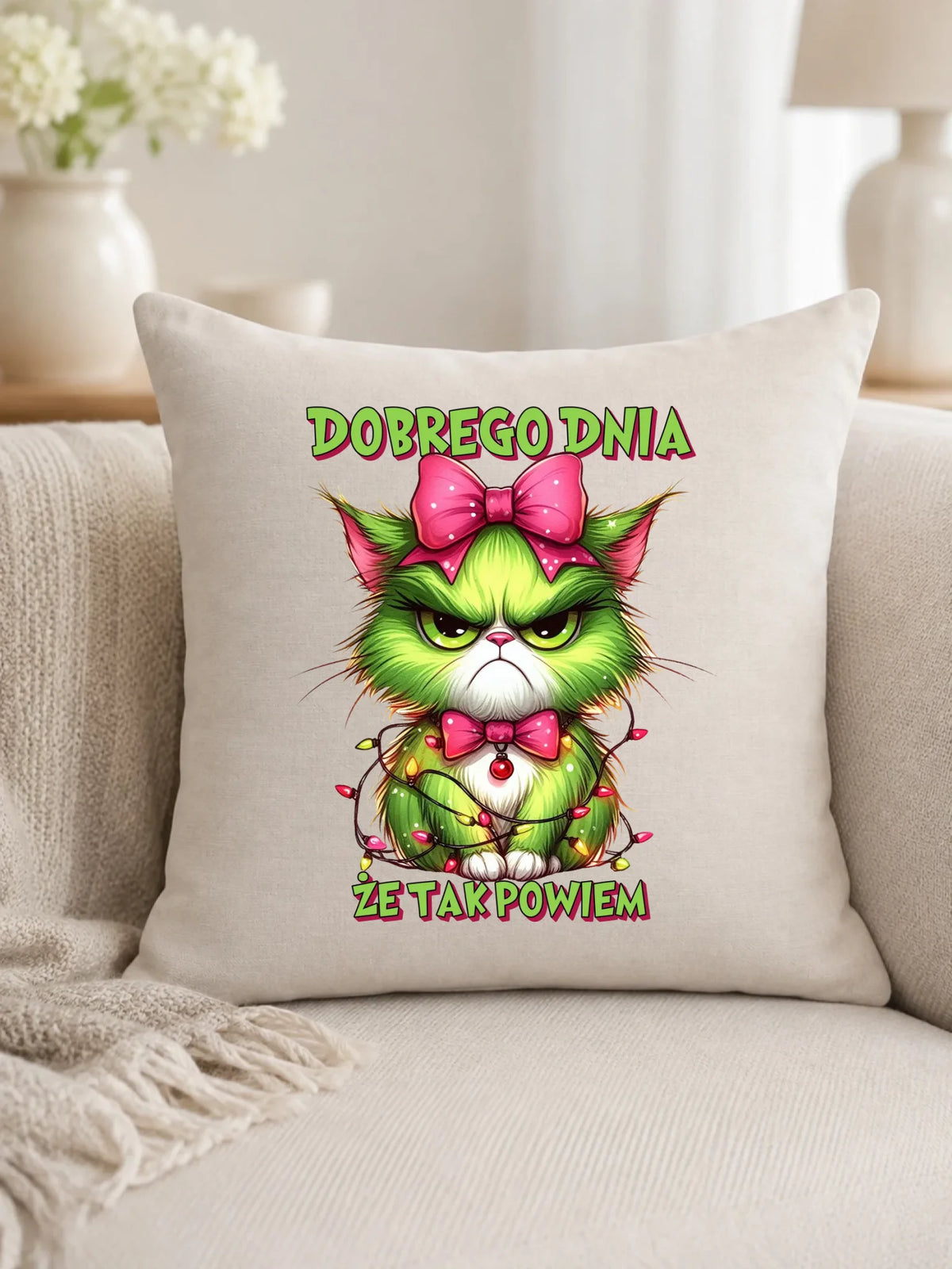 Poduszka świąteczna - prezent dla niej - Grinch dobrego dnia, że tak powiem BN153