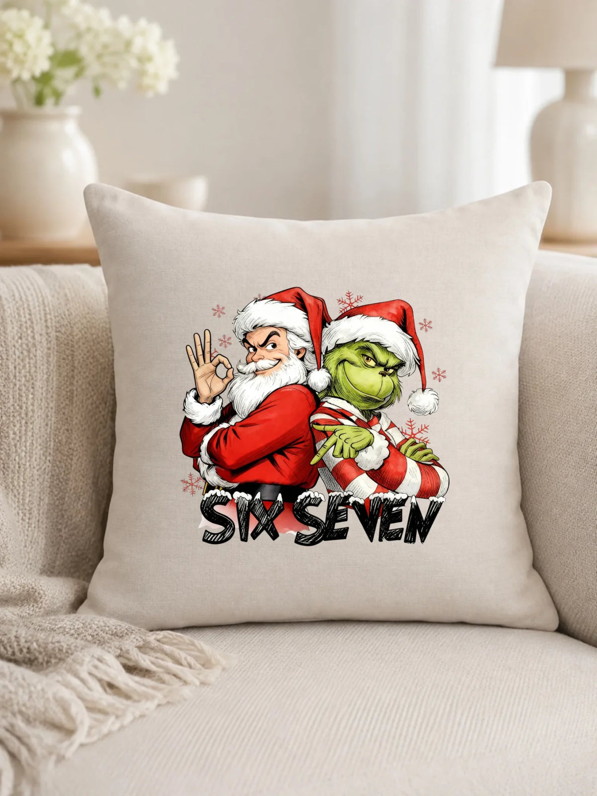 Poduszka świąteczna - Mikołaj i Grinch six seven 67 BN148