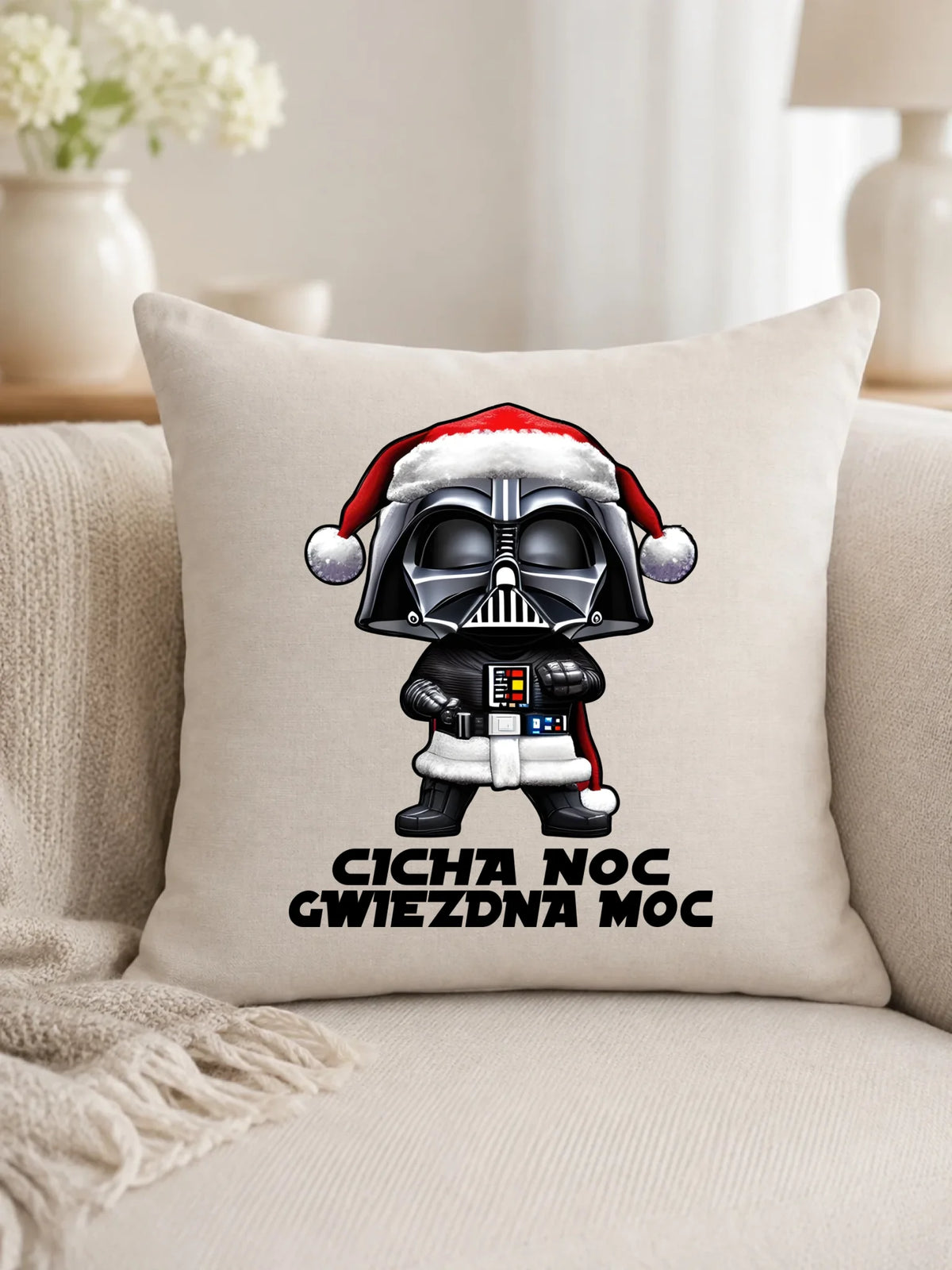 Poduszka świąteczna dla fanów Gwiezdnych Wojen - Cicha noc, gwiezdna moc BN132