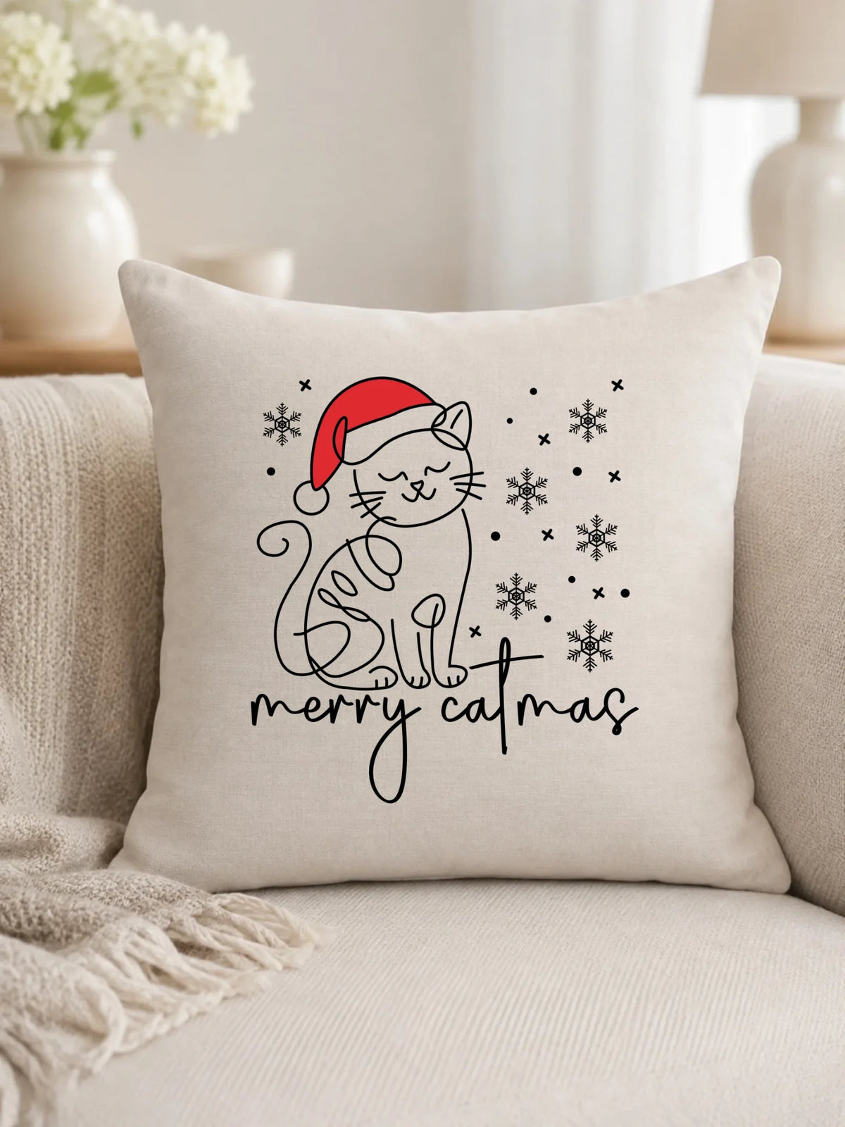 Poduszka świąteczna - prezent dla kociary - Merry catmas BN151