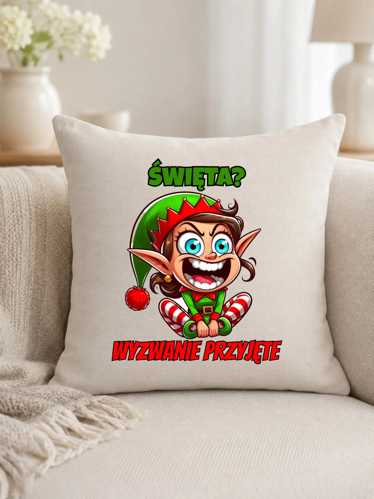 Poduszka świąteczna - Skrzat Wyzwanie przyjęte BN100