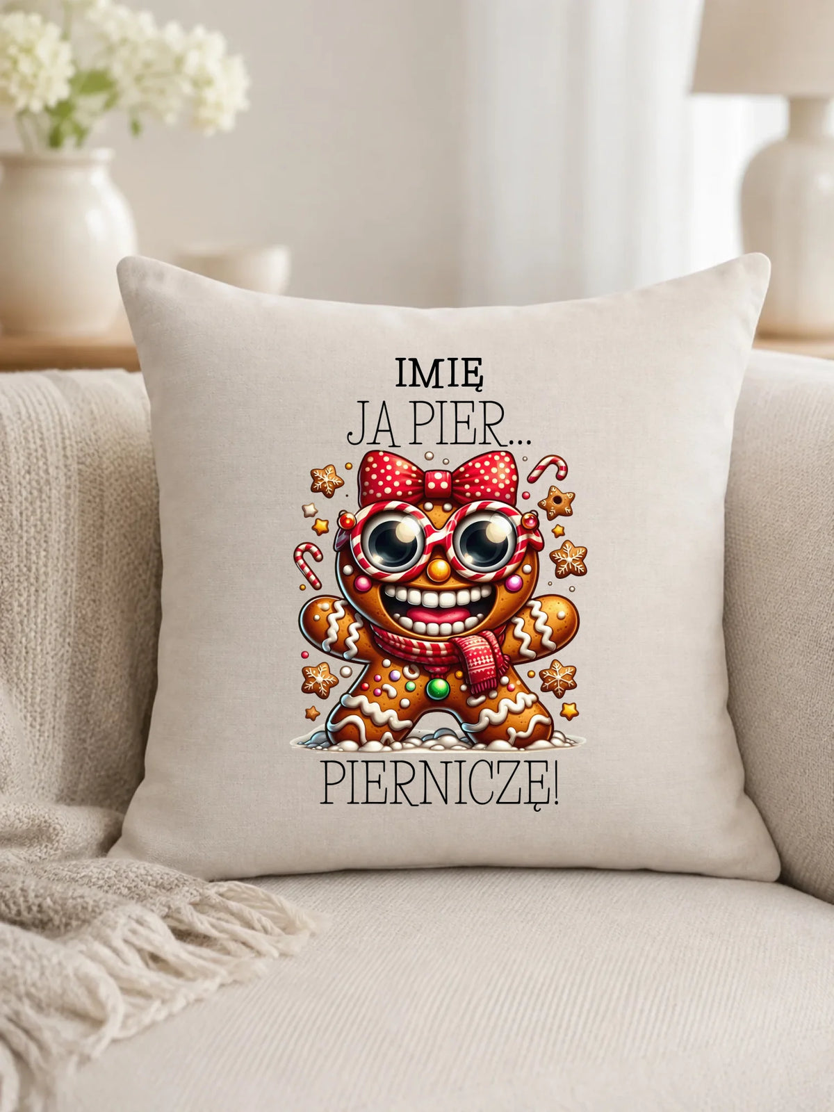 Poduszka świąteczna - Babeczka Ja pierniczę - personalizowana BN95