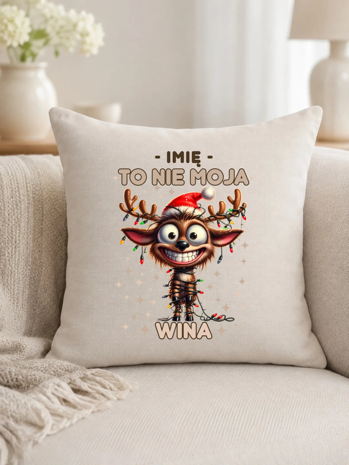 Poduszka świąteczna - Renifer To nie moja wina - personalizowana BN93