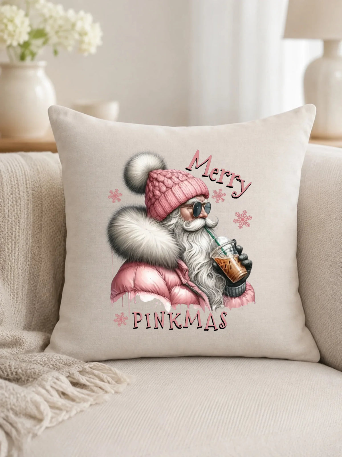 Poduszka świąteczna - Różowe Święta - Merry pinkmas BN117