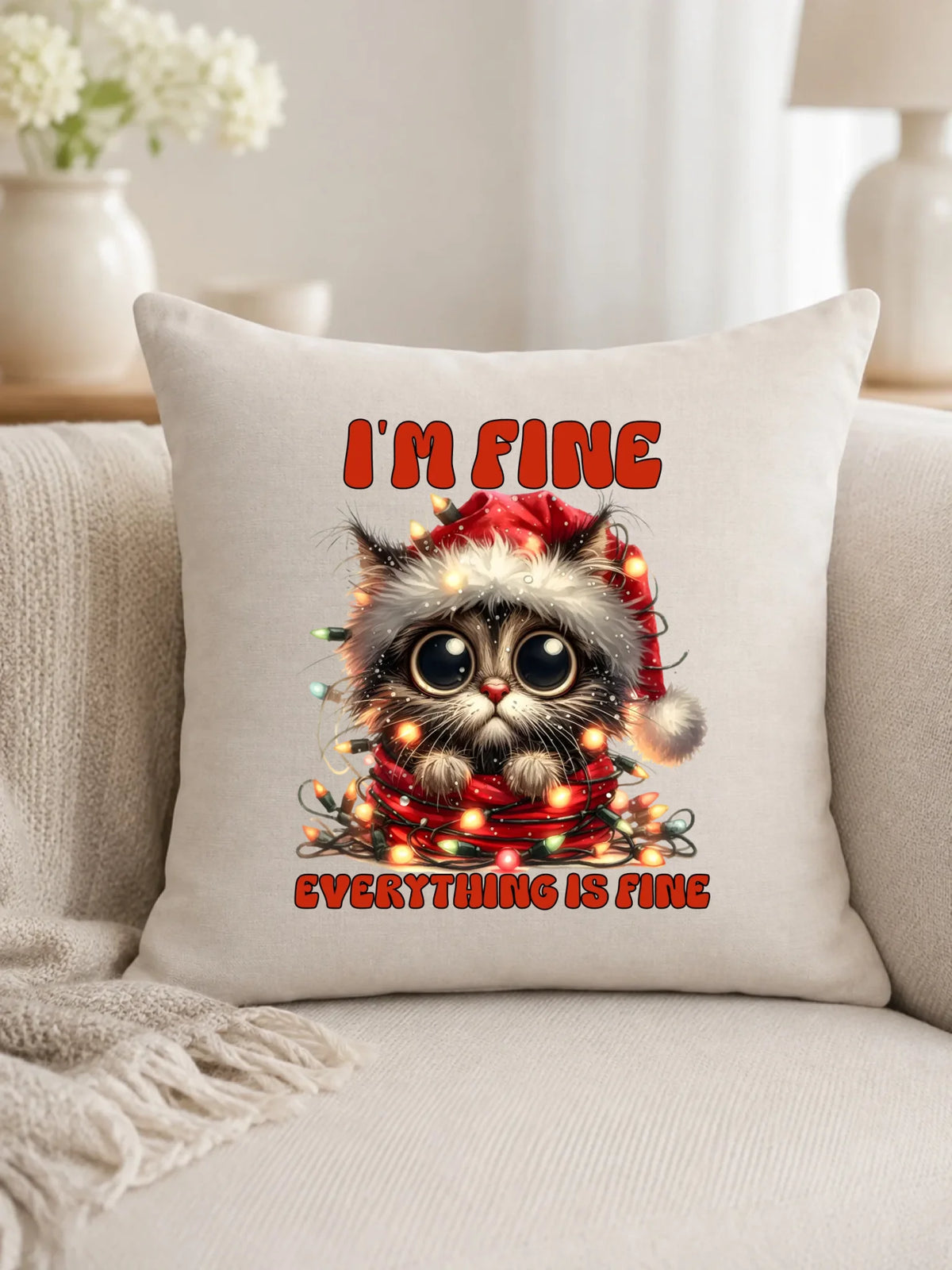 Poduszka świąteczna - Kotek I'm fine everything is fine BN67
