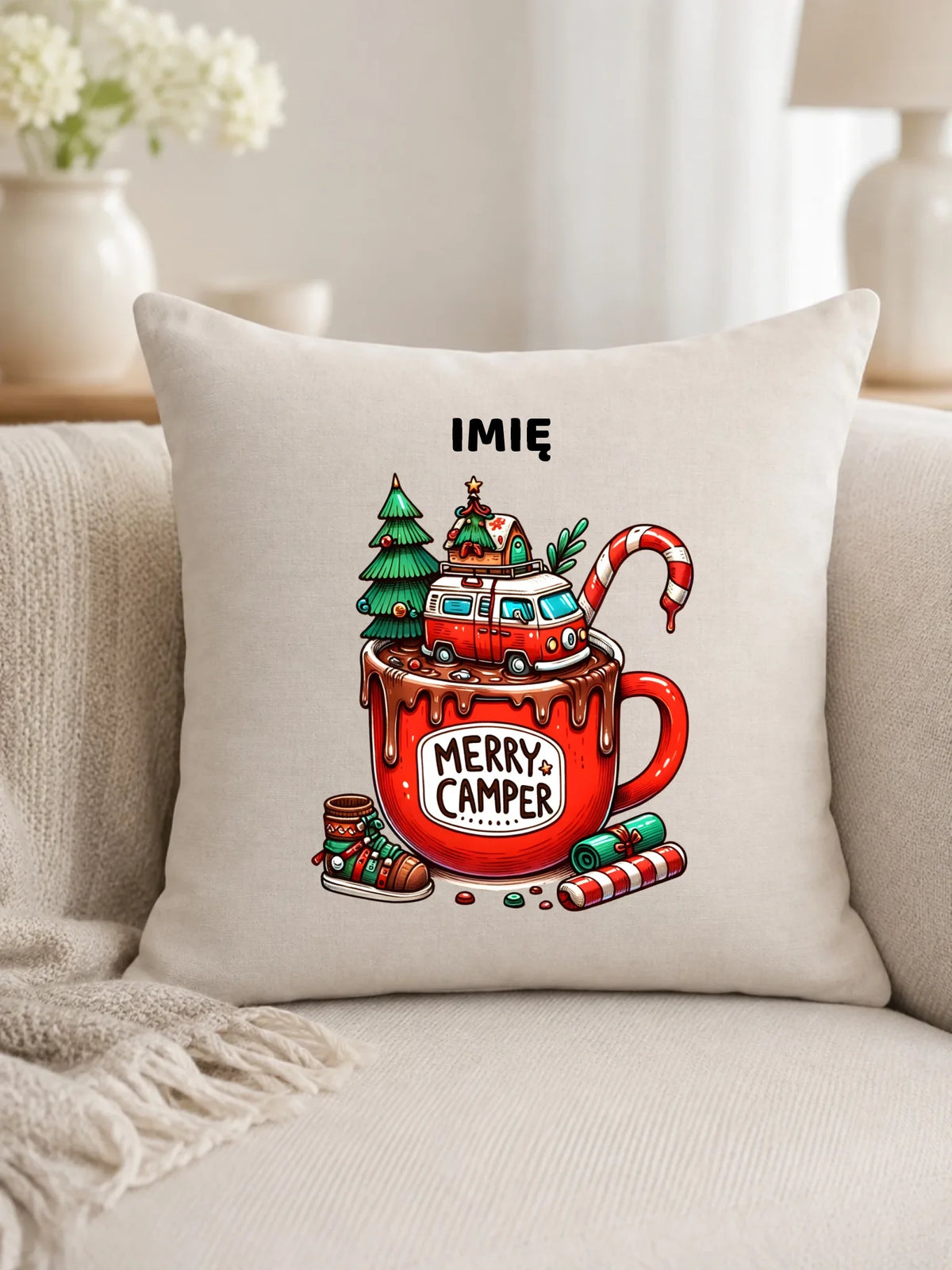 Poduszka świateczna - Kamper Merry Camper - personalizowana BN43