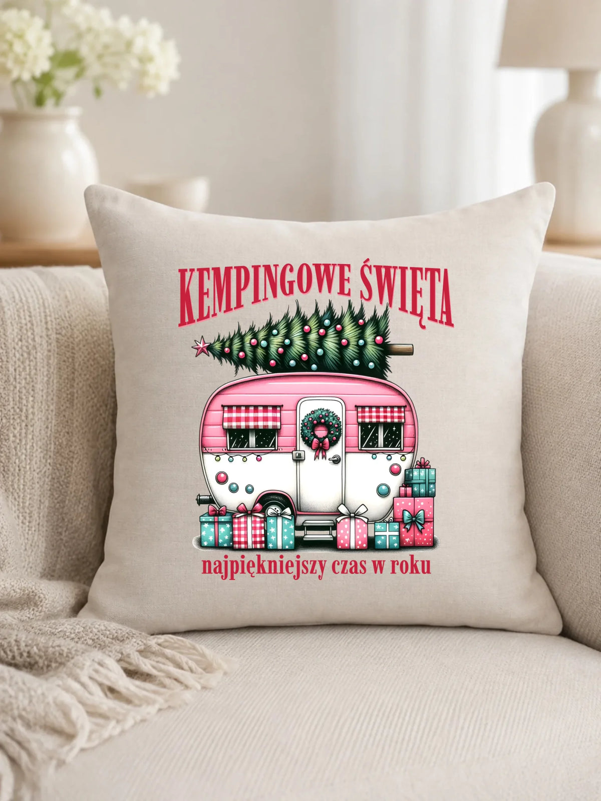 Poduszka świąteczna - Kamper Kempingowe Święta BN40