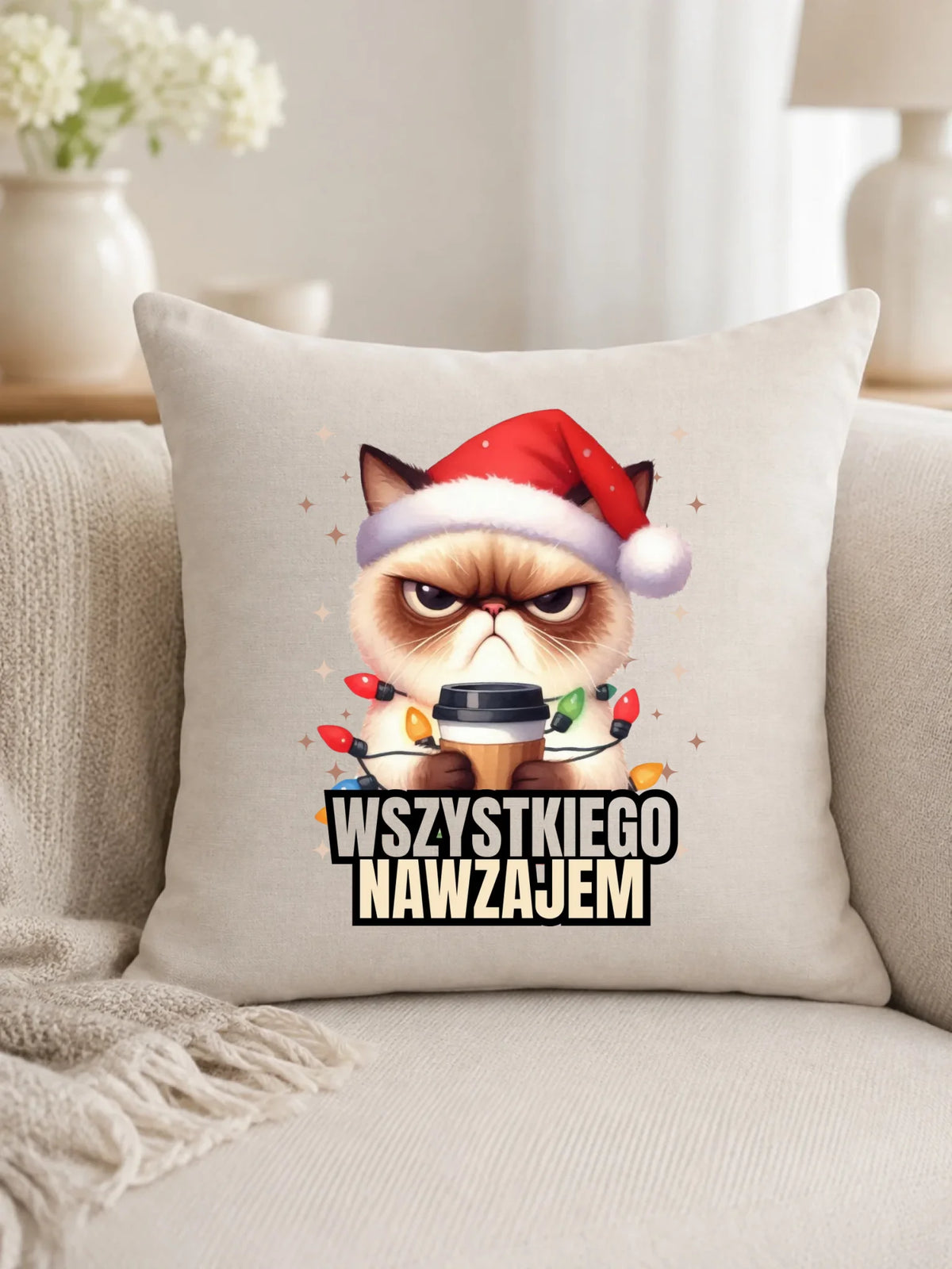 Poduszka świąteczna - Grumpy Cat Wszystkiego nawzajem BN33