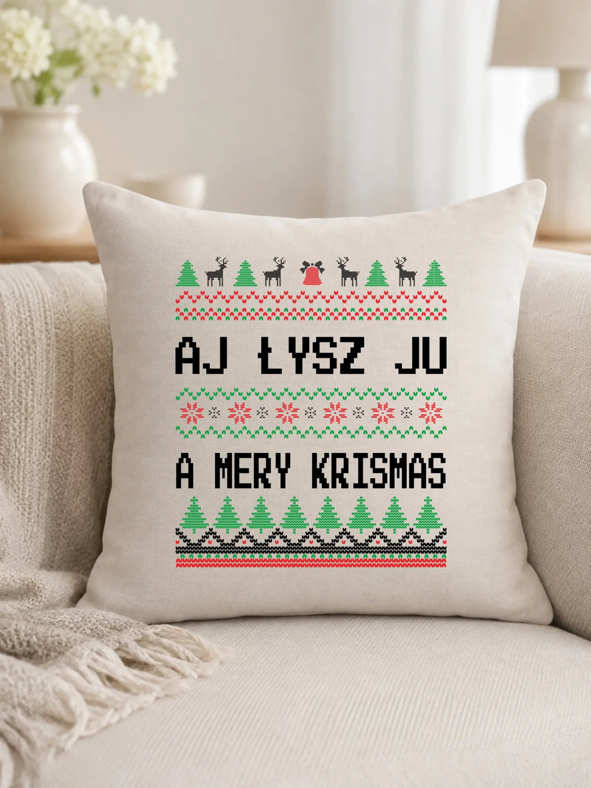 Poduszka świąteczna - Aj łysz ju a mery krismas BN12