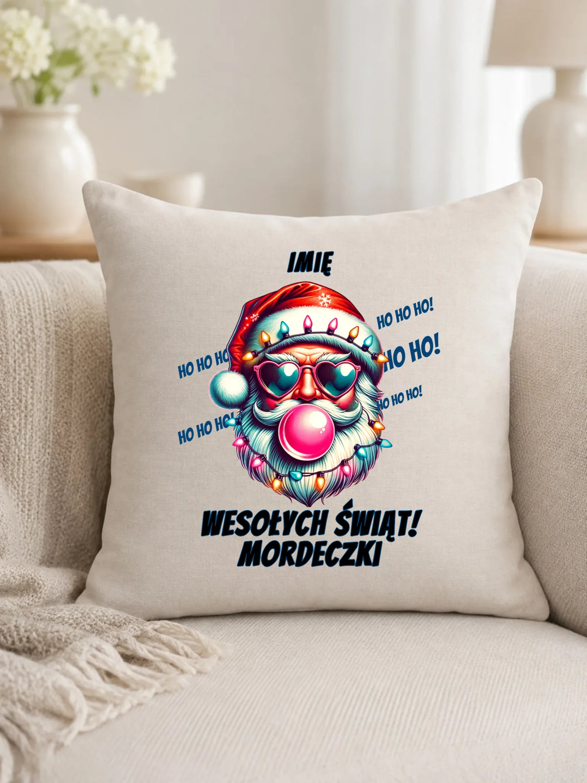 Poduszka świąteczna - Mikołaj Wesołych Świąt Mordeczki - personalizowana BN17