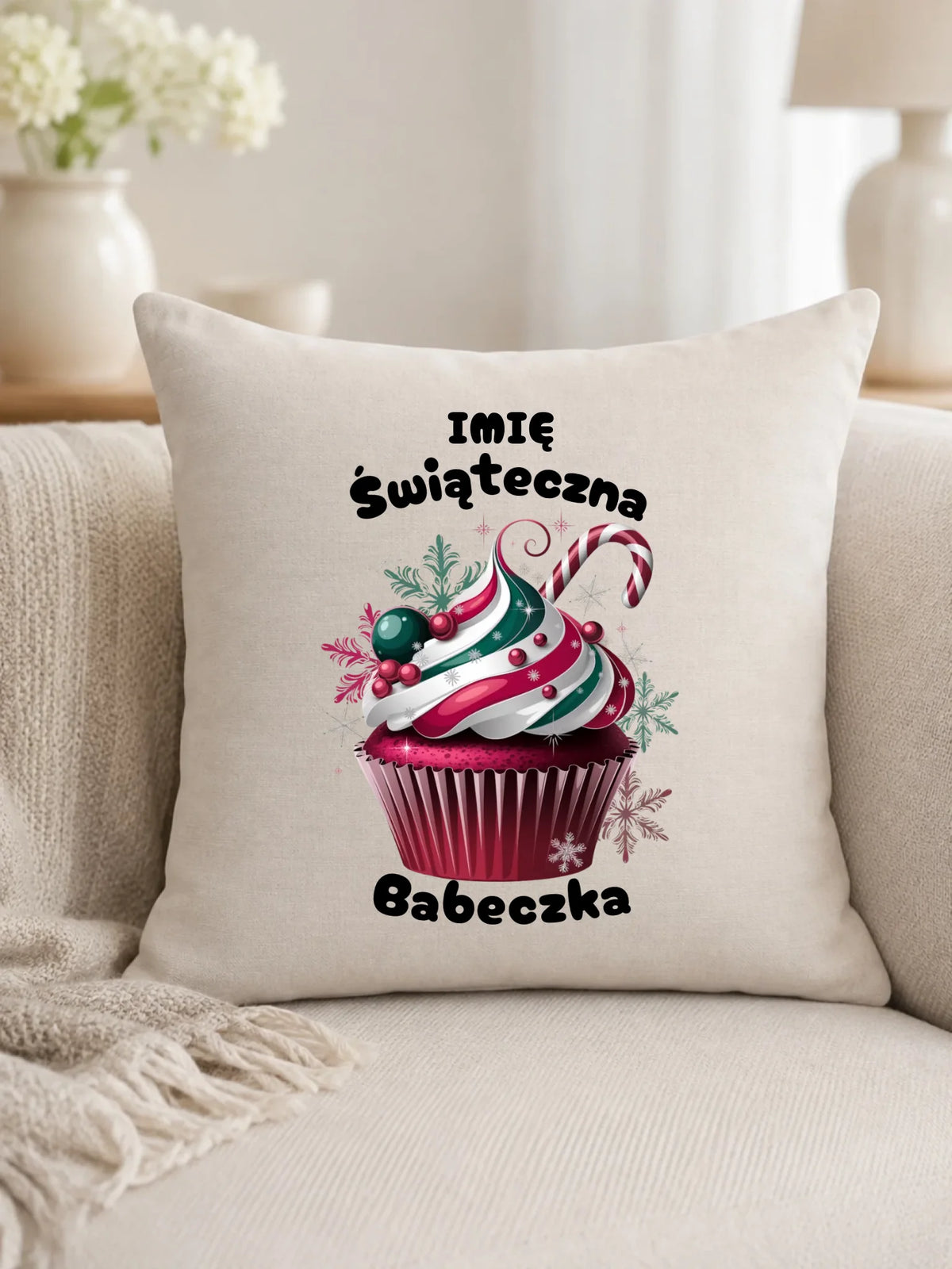 Poduszka na święta - Świąteczna babeczka - personalizowana BN30