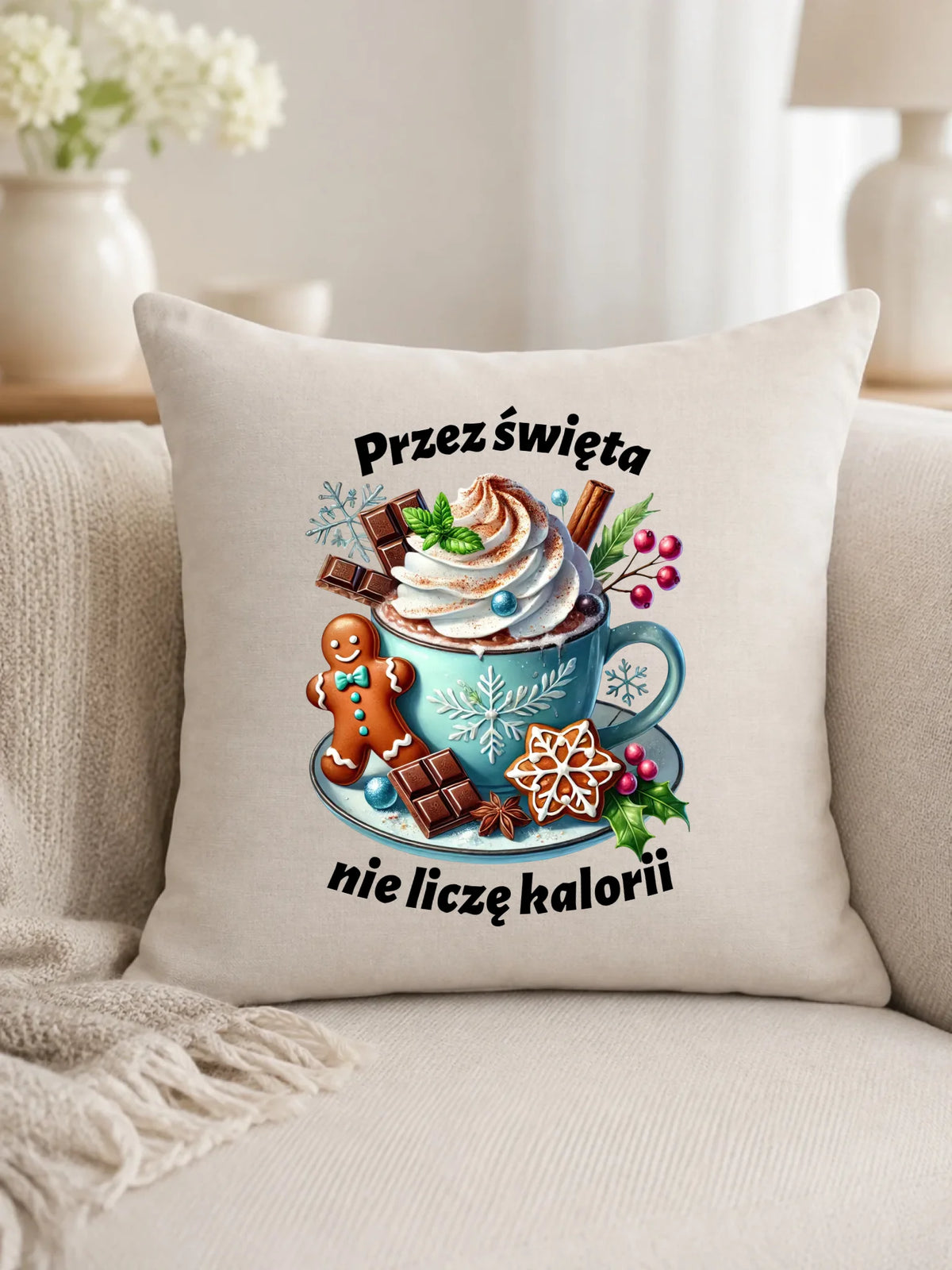 Poduszka świąteczna - Przez święta nie liczę kalorii BN31