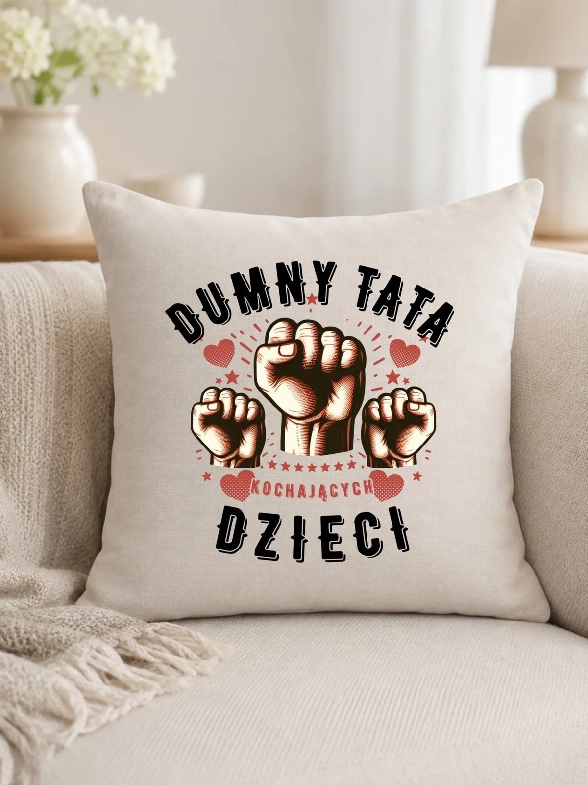 Dumny tata kochających dzieci | Poduszka prezent dla taty DT44