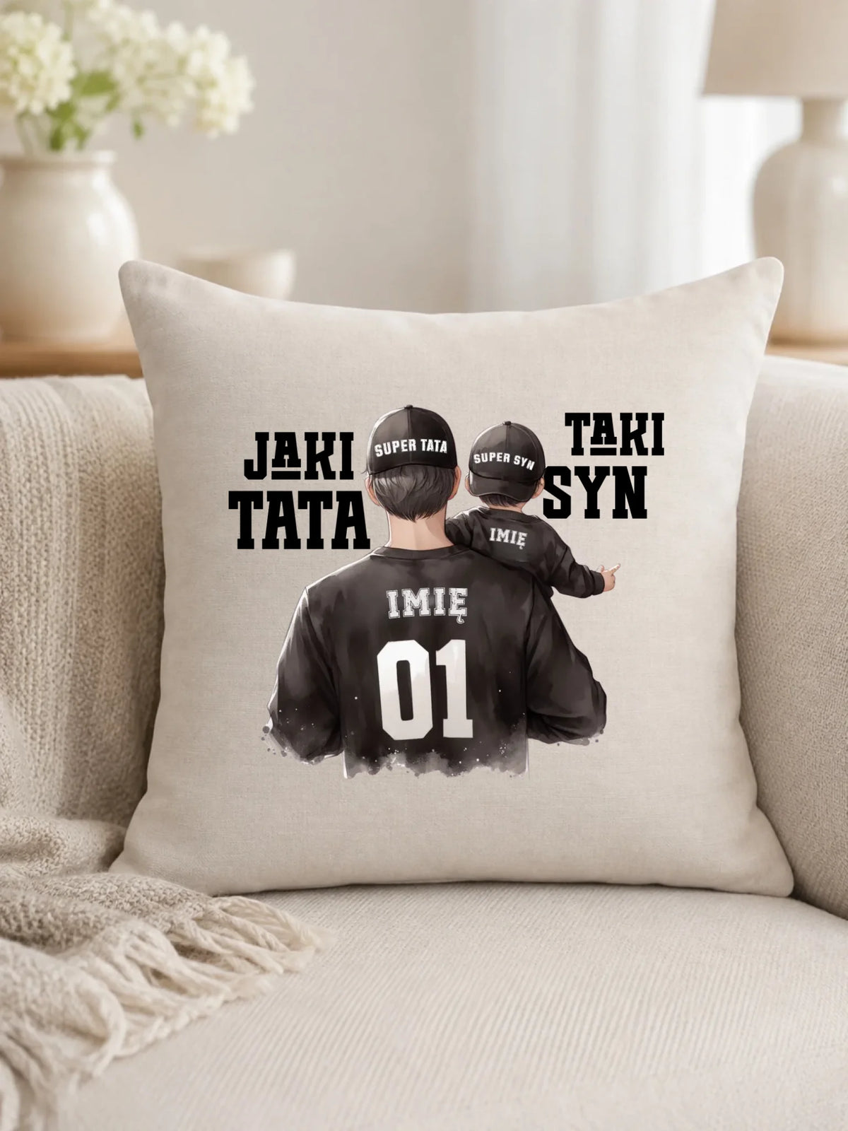 Jaki tata taki syn | Poduszka z imionami dla taty DT48