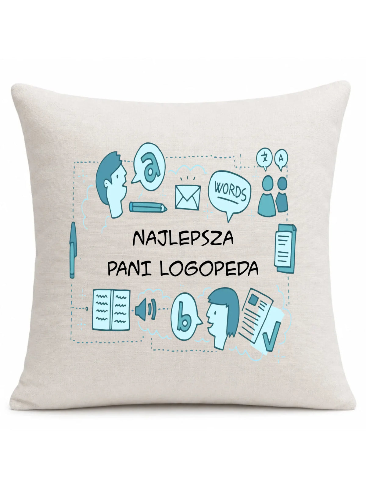 Poduszka z napisem NAJLEPSZA PANI LOGOPEDA N63