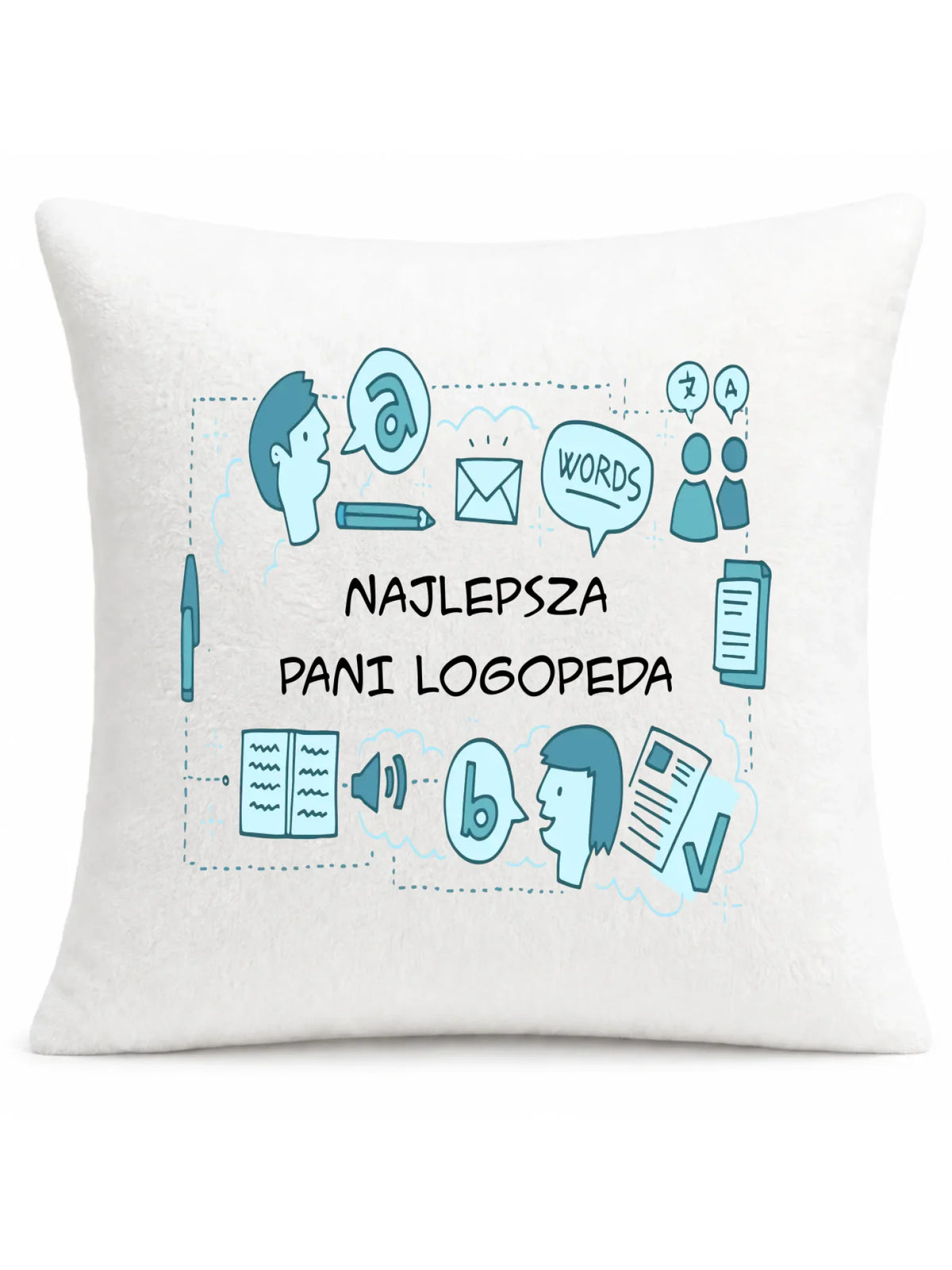 Poduszka z napisem NAJLEPSZA PANI LOGOPEDA N63