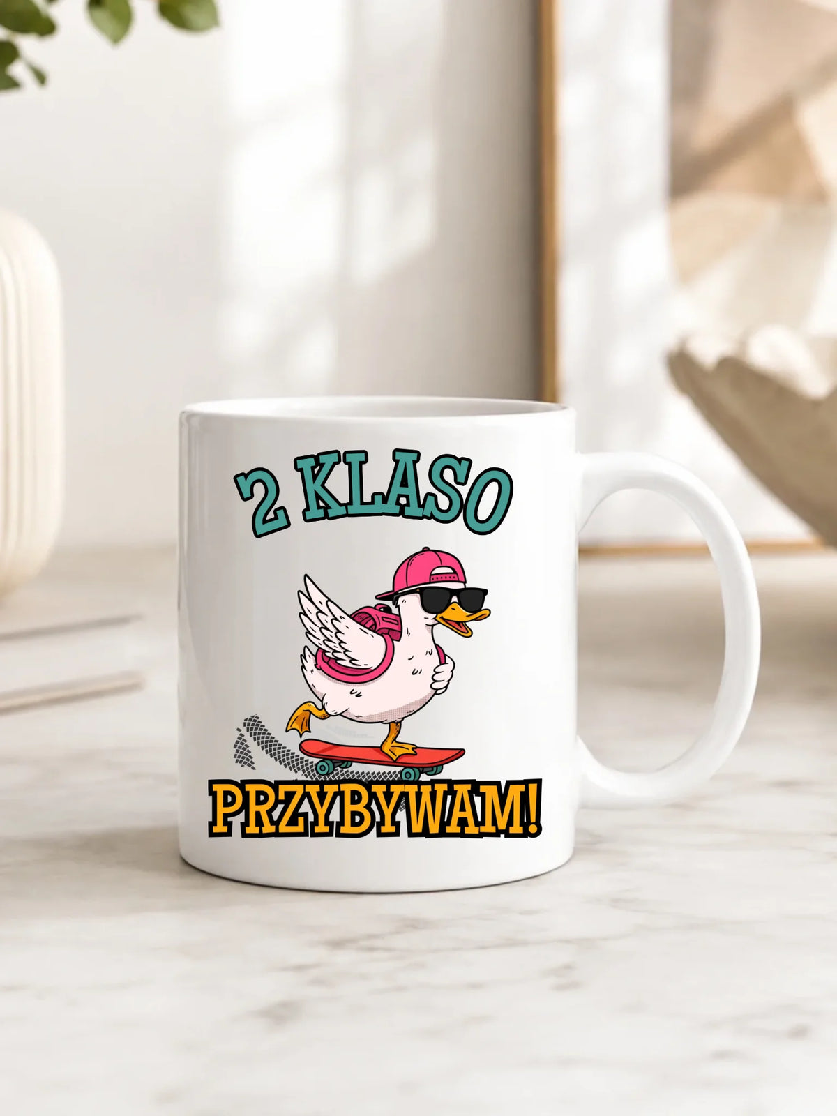 Kubek na powrót do szkoły Przybywam personalizuj klasę SZ08