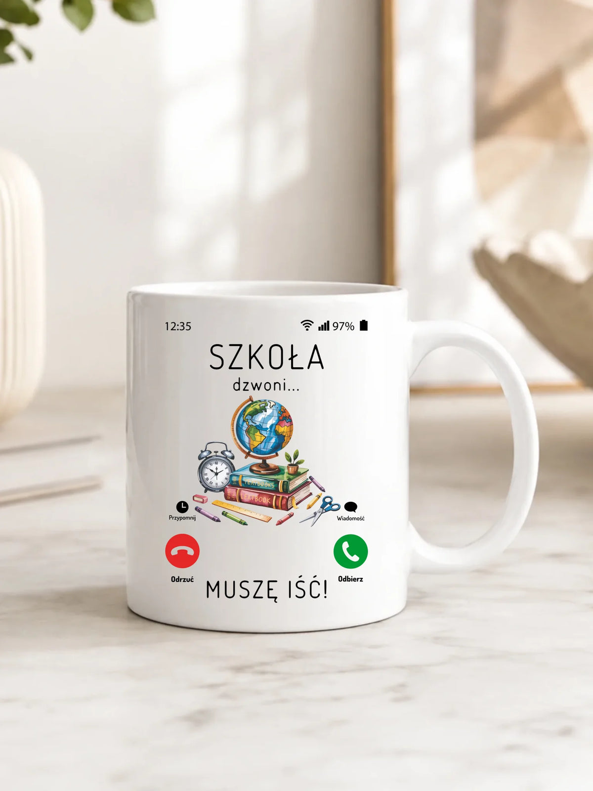 Kubek szkolny Szkoła dzwoni muszę iść SZ09
