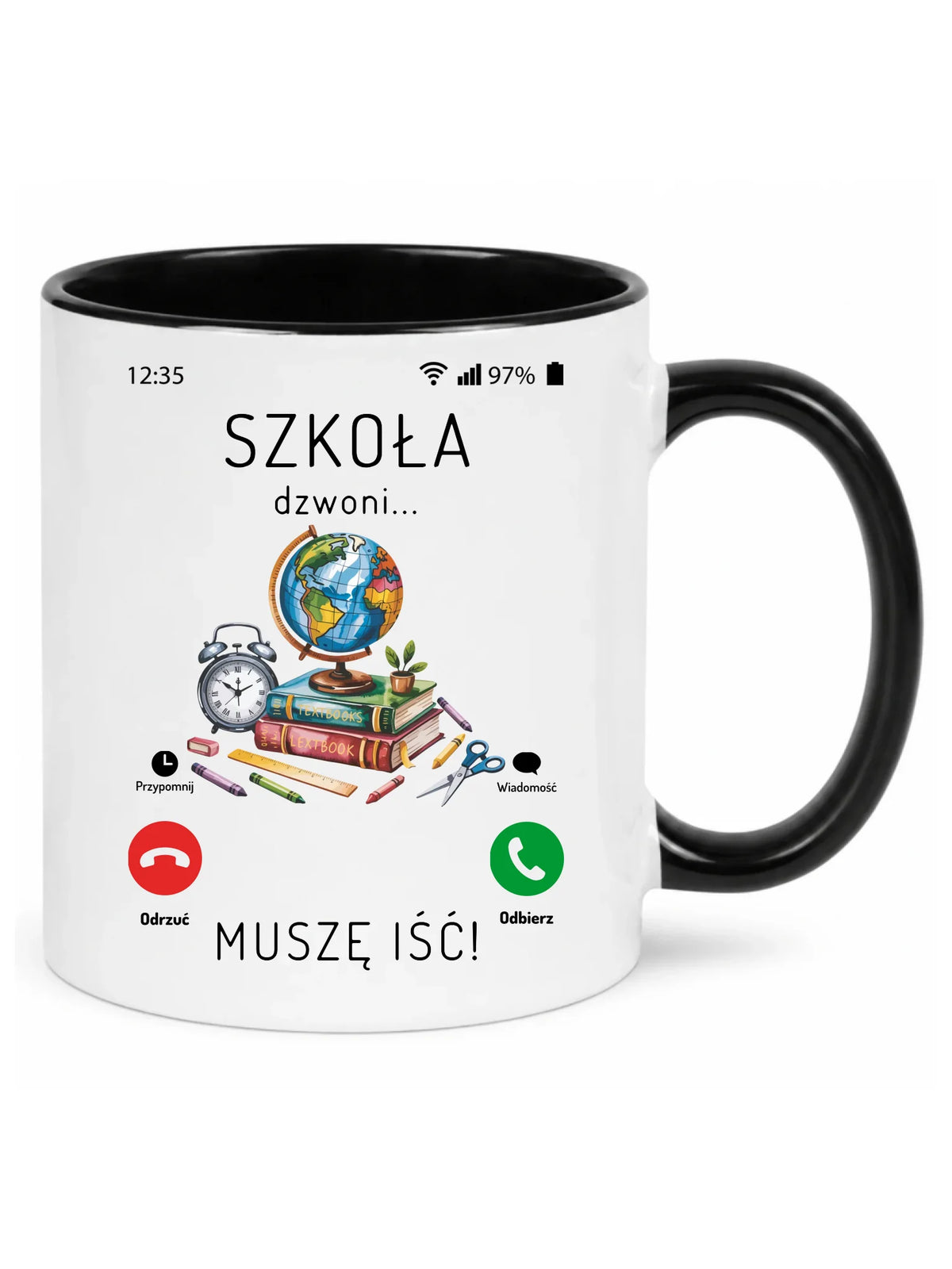 Kubek szkolny Szkoła dzwoni muszę iść SZ09