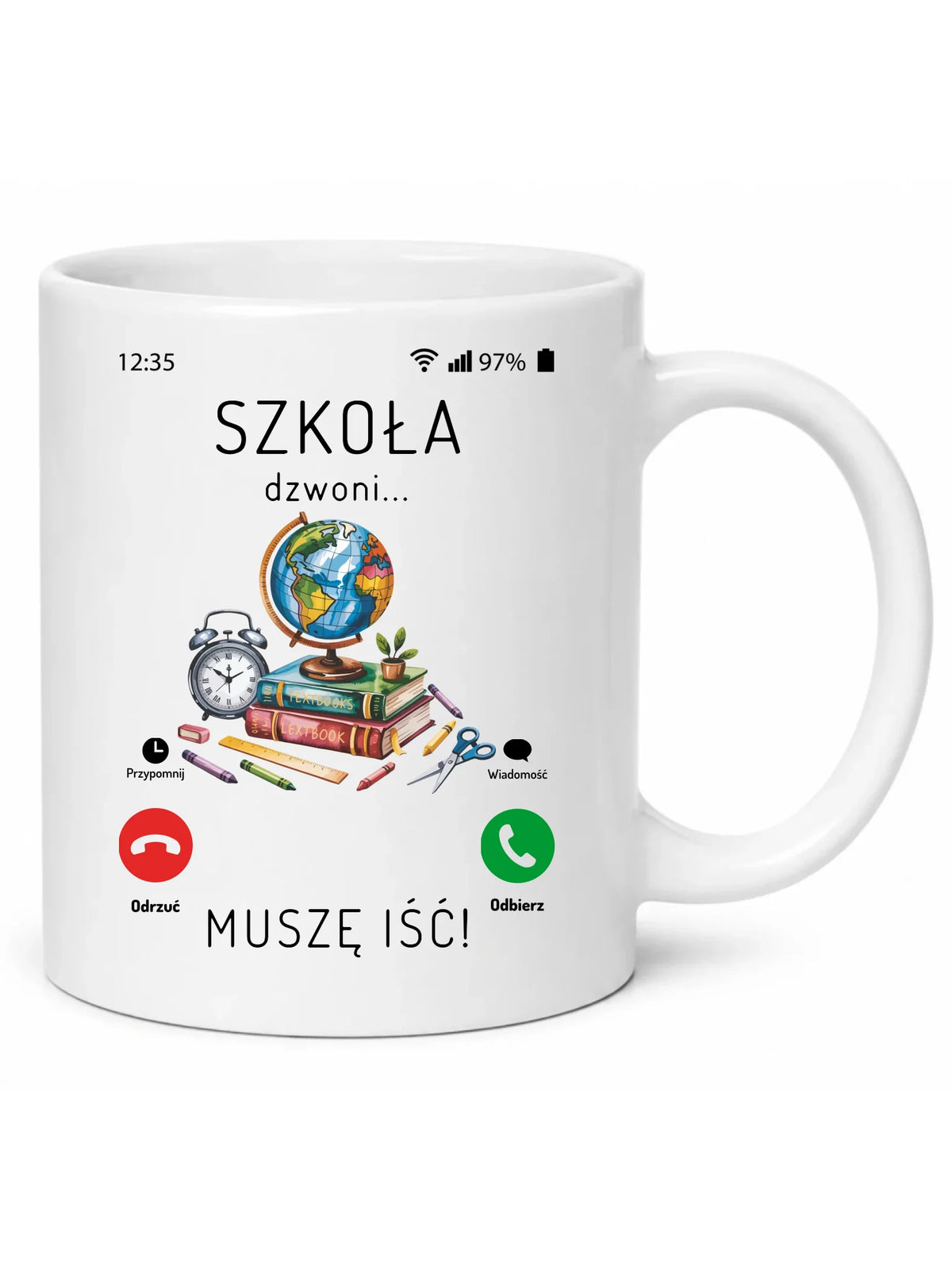 Kubek szkolny Szkoła dzwoni muszę iść SZ09