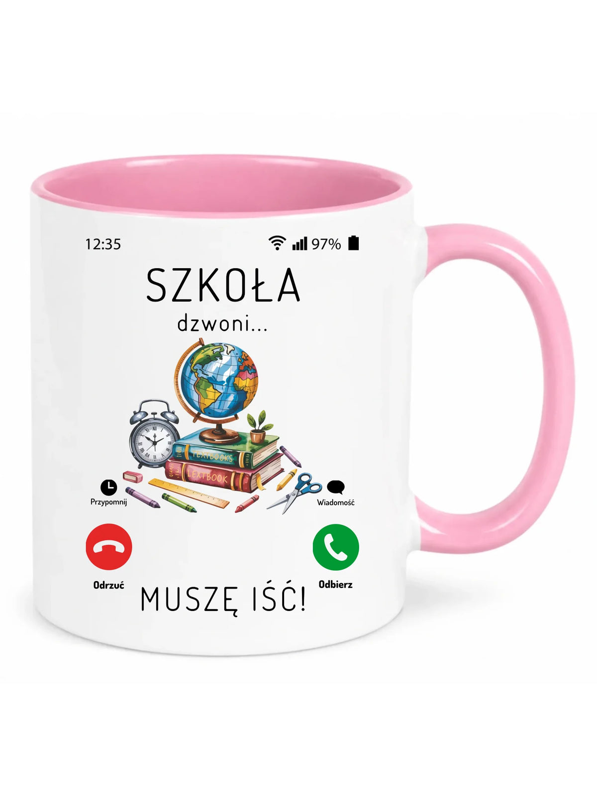 Kubek szkolny Szkoła dzwoni muszę iść SZ09