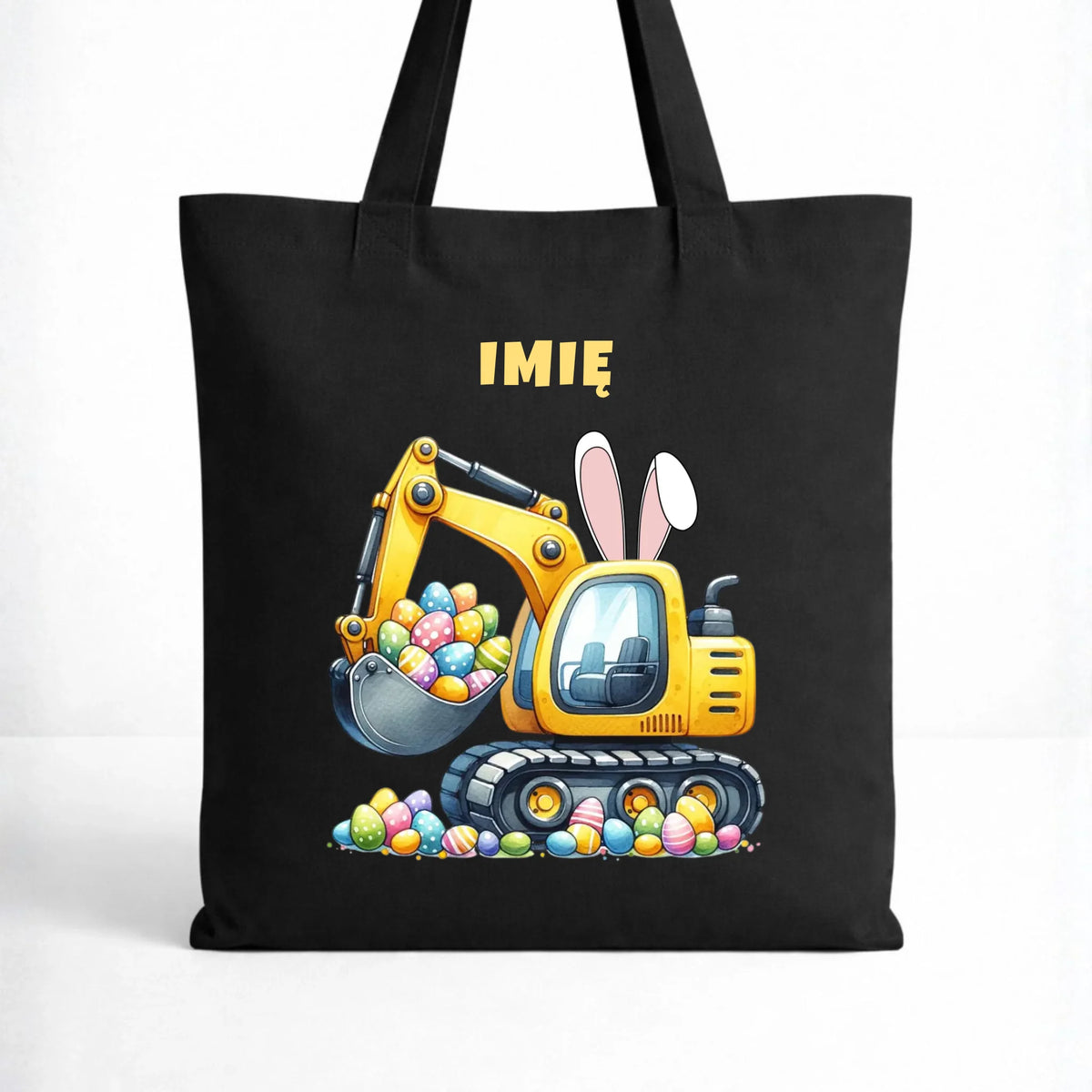 Torba na Wielkanoc - Koparka z pisankami - personalizowana WN17