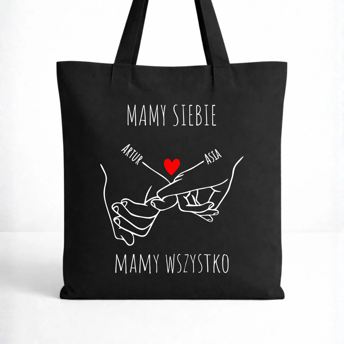 Torba dla par - Zaplecione ręce mamy siebie mamy wszystko - personalizowana W63