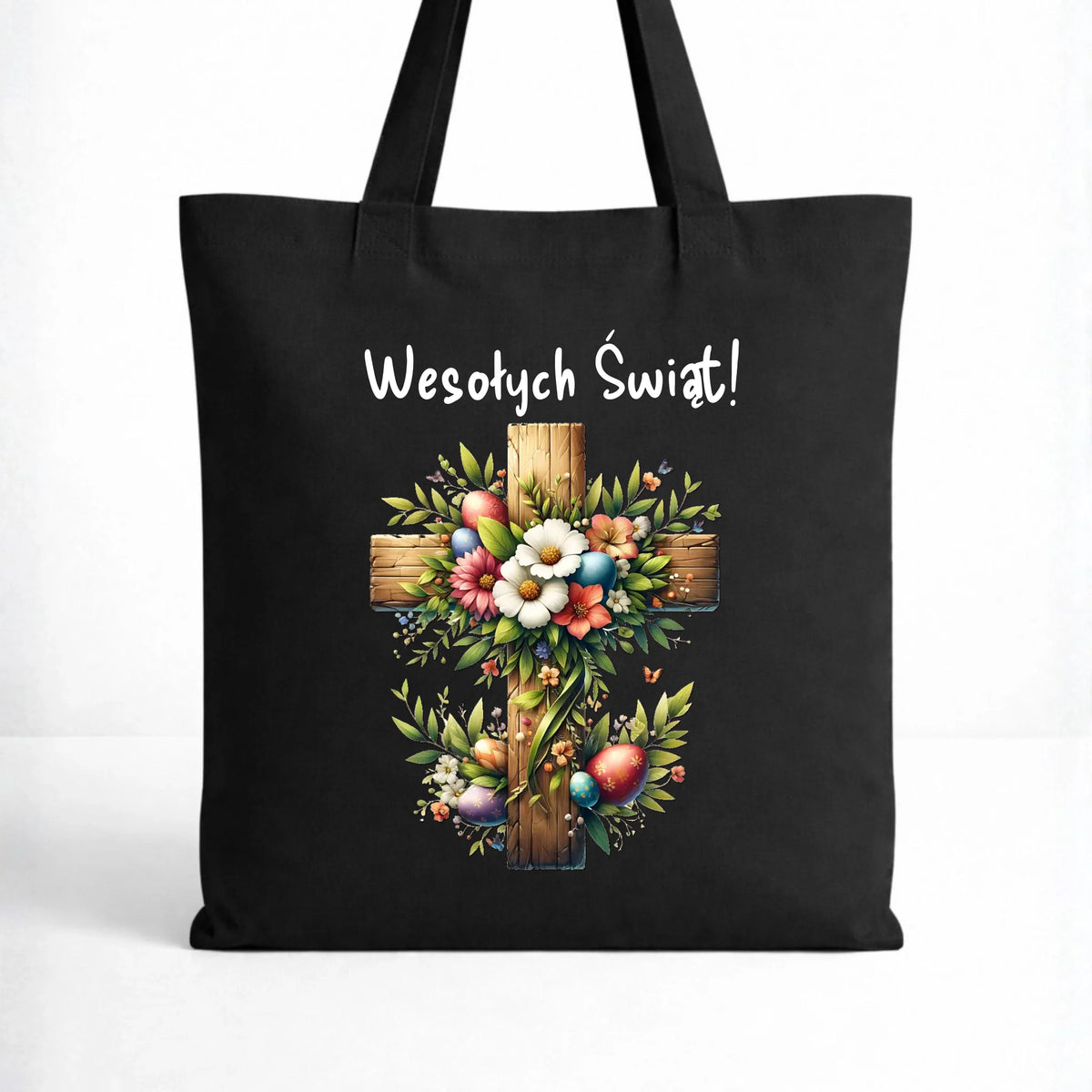 Torba na Wielkanoc - Krzyż z kwiatami Wesołych Świąt WN02