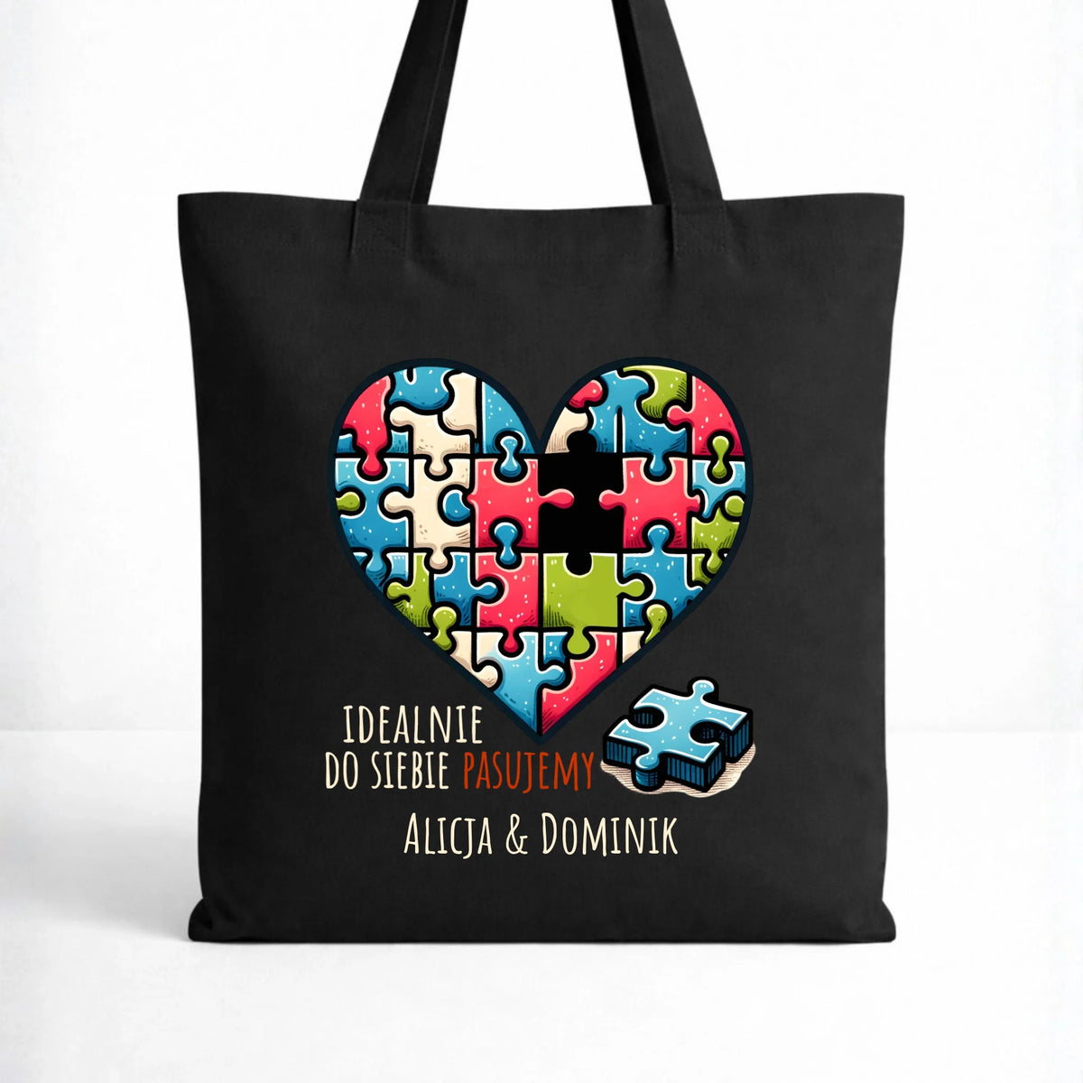Torba dla par - Idealnie do siebie pasujemy - personalizowana W44
