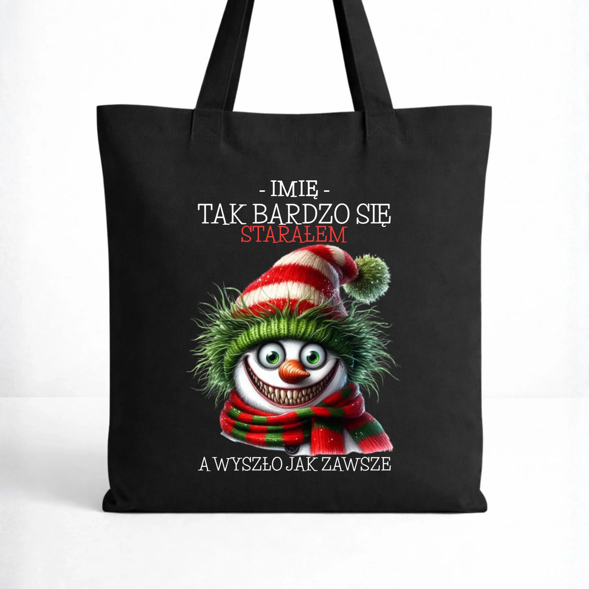 Torba świąteczna z bałwanem - Tak bardzo się starałem - personalizowana BN120