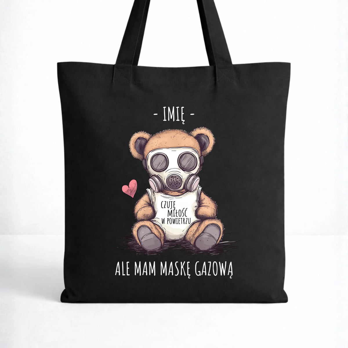 Torba - Miś w masce gazowej - Czuję miłość w powietrzu - personalizowana W38