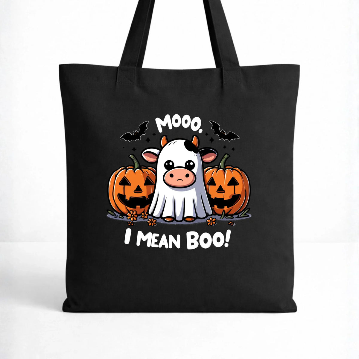 Torba na Halloween - Mooo I mean Boo! - z dynią i duchem HL14