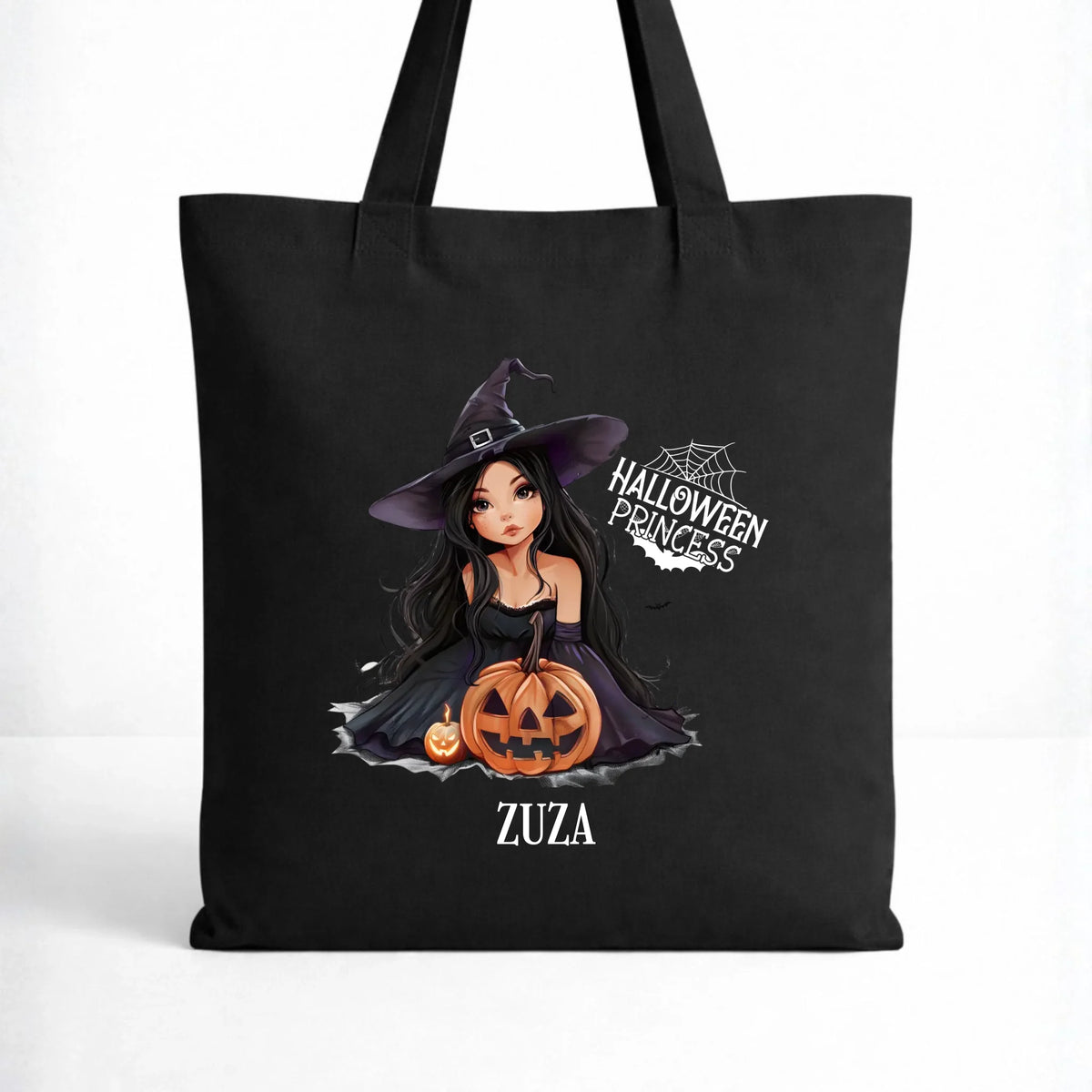 Torba halloweenowa - Czarownica z dynią - personalizowana HL10