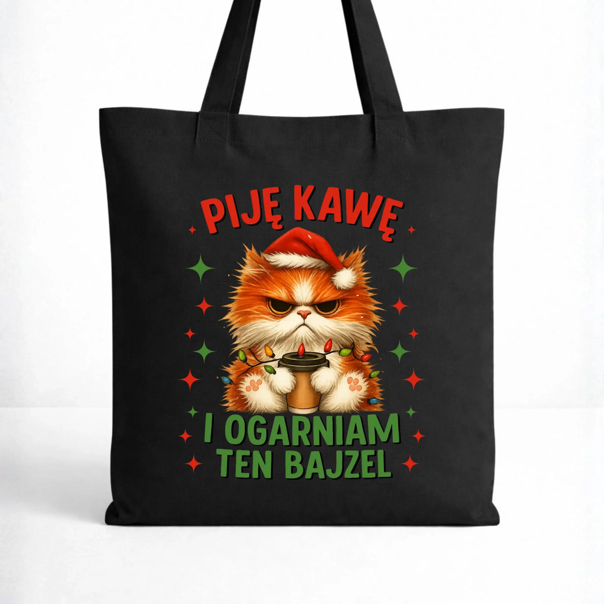 Torba świąteczna - Kot Piję kawę i ogarniam ten bajzel BN39