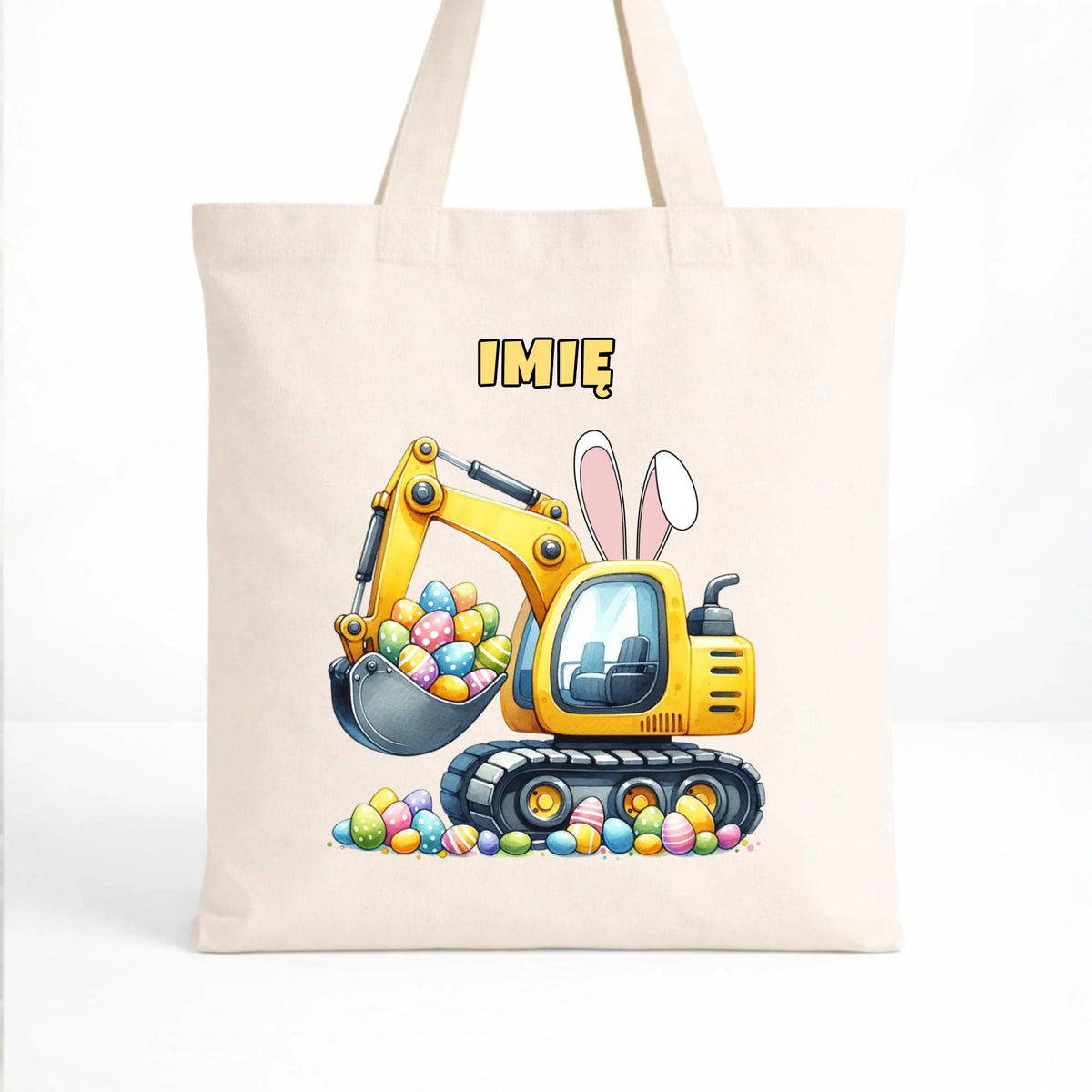 Torba na Wielkanoc - Koparka z pisankami - personalizowana WN17