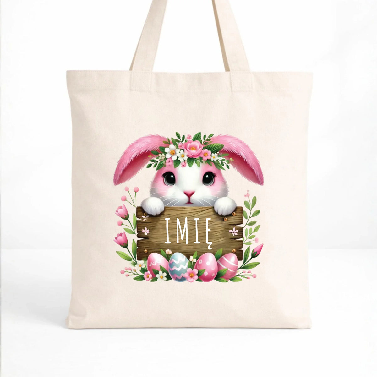 Torba na Wielkanoc - Różowy Zajączek - personalizowana WN07