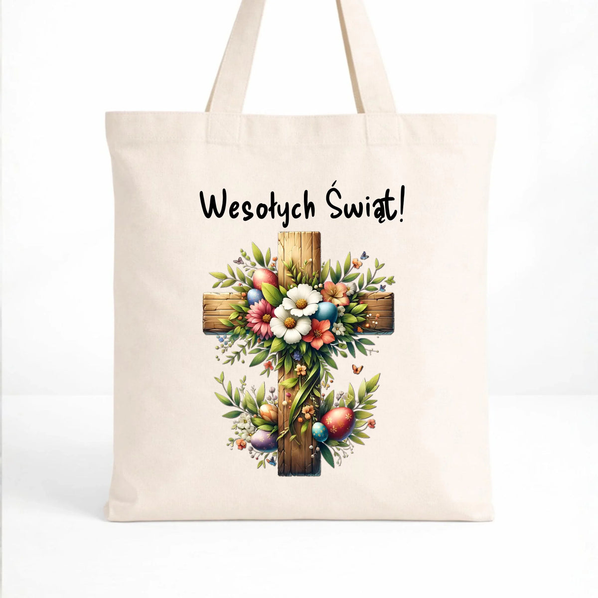 Torba na Wielkanoc - Krzyż z kwiatami Wesołych Świąt WN02