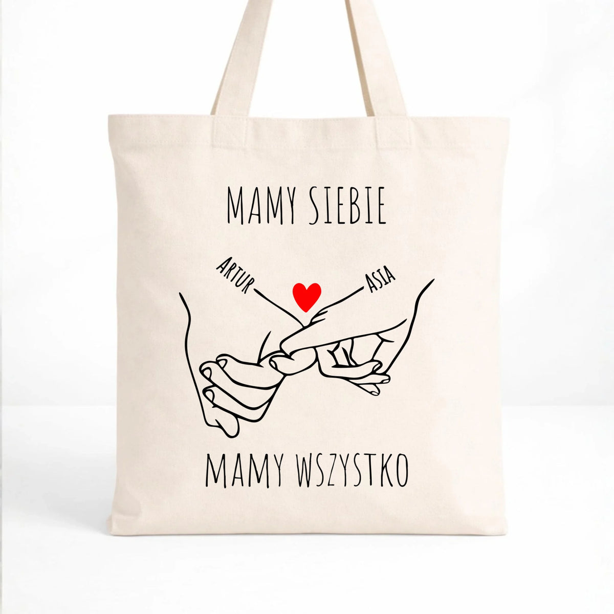 Torba dla par - Zaplecione ręce mamy siebie mamy wszystko - personalizowana W63